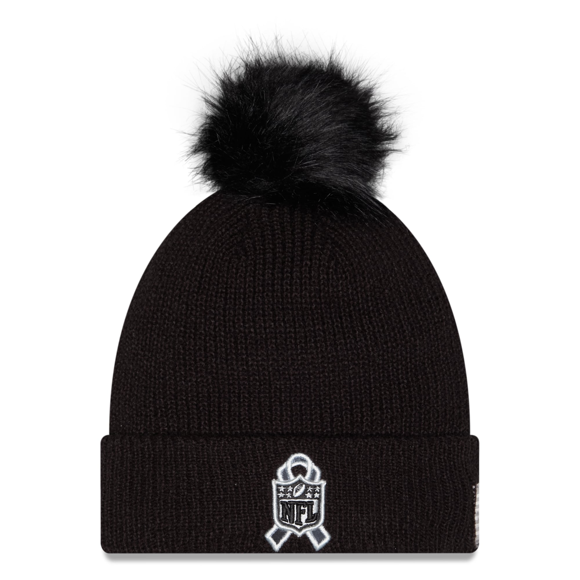 Bonnet à revers New Era noir pour femme, Los Angeles Rams 2026 Salute To Service, avec pompon