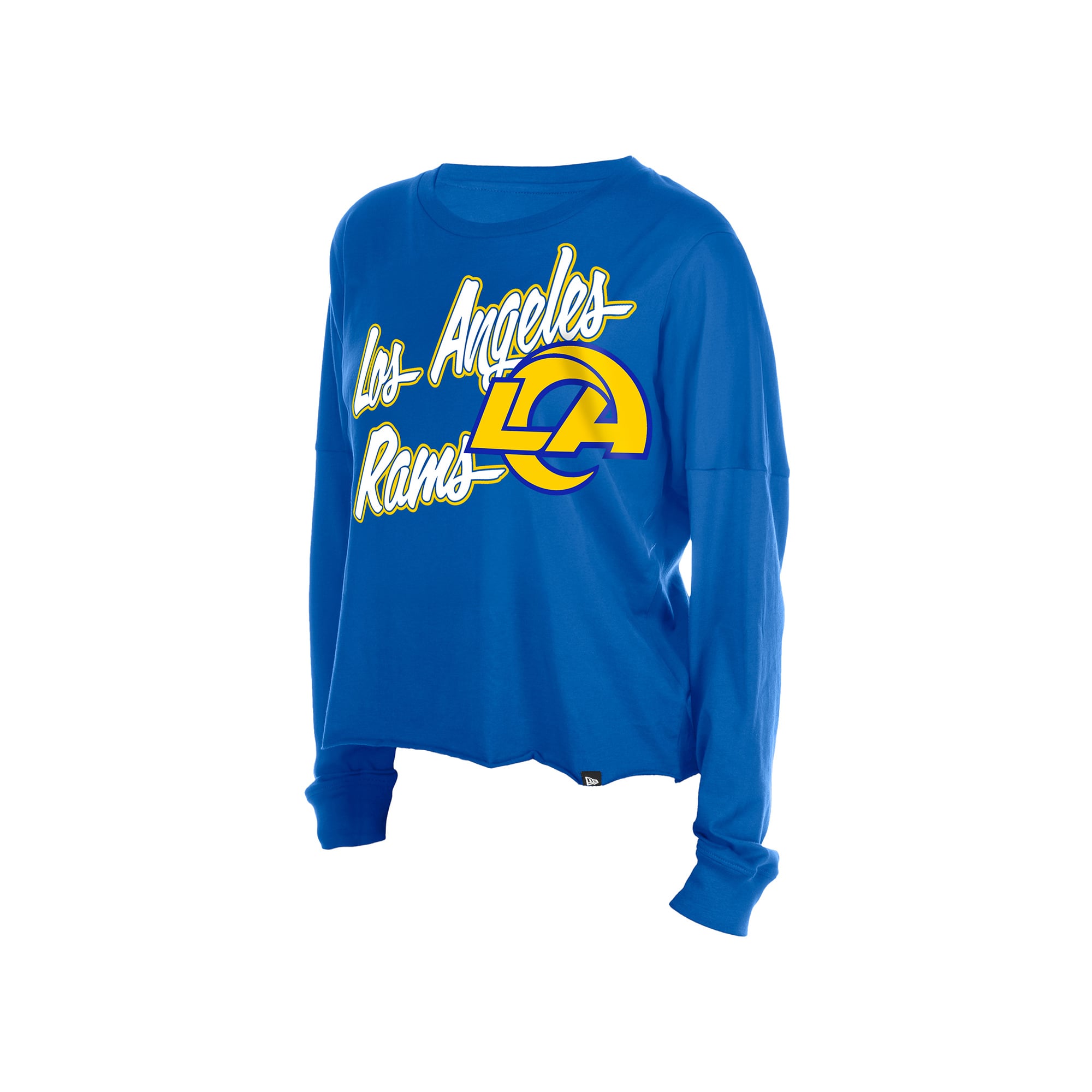 T-shirt court oversize à manches longues New Era Royal Los Angeles Rams pour femmes