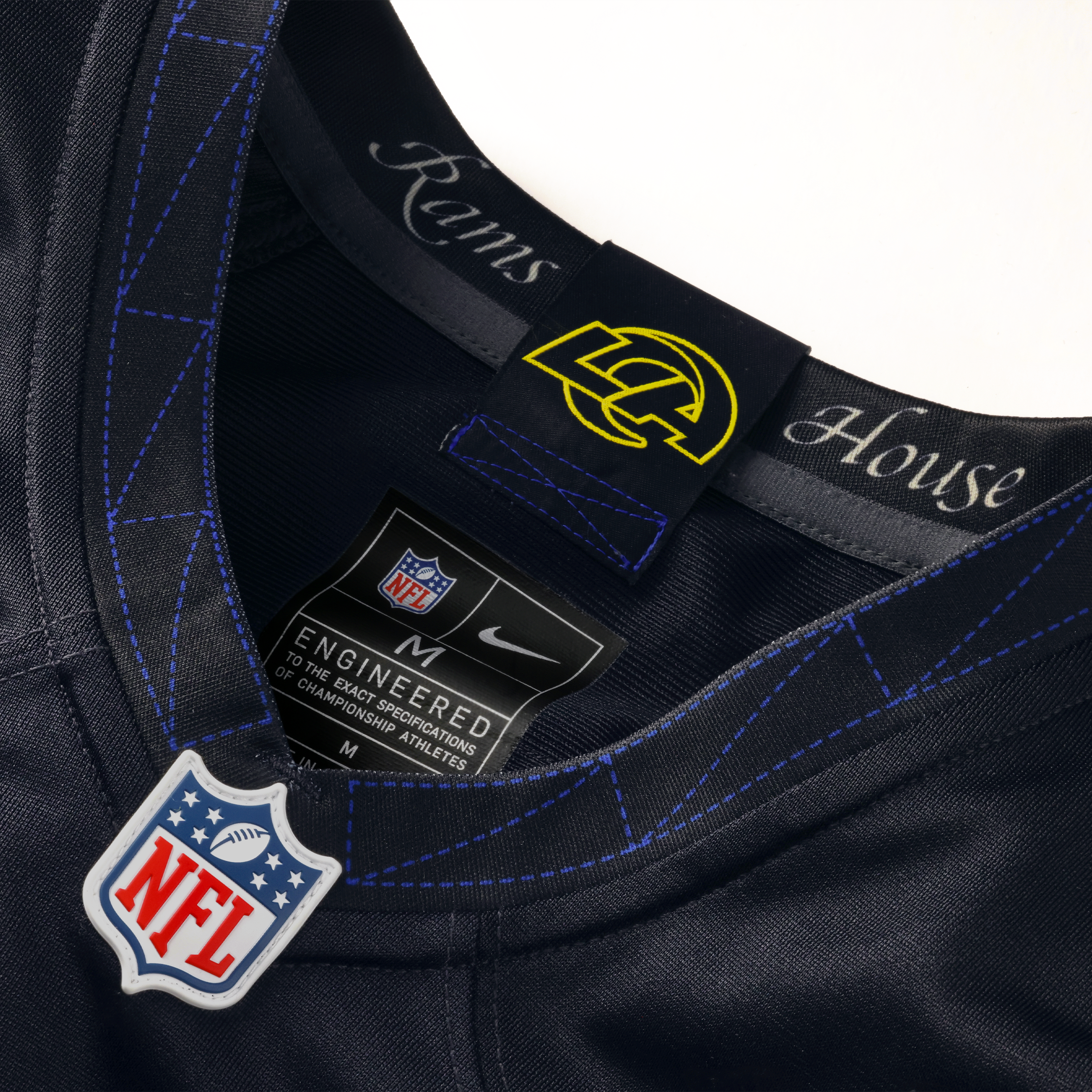 Maillot de match Nike Aaron Donald bleu foncé la collection Rivalries des Los Angeles Rams pour femmes