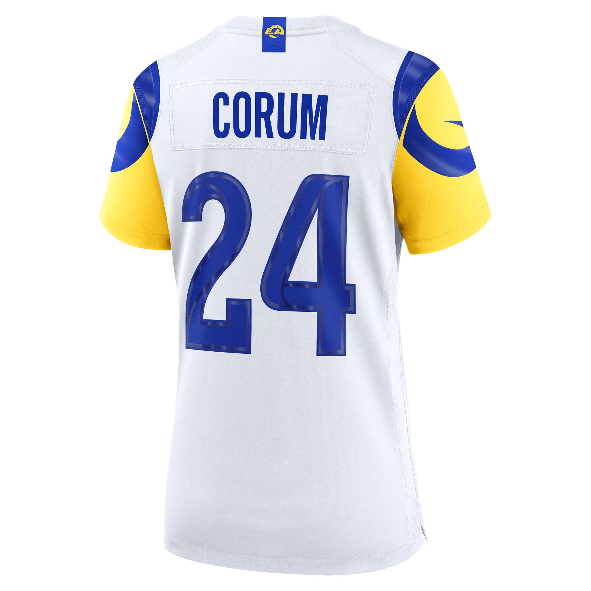 Maillot de match Nike Blake Corum blanc pour femme, Los Angeles Rams