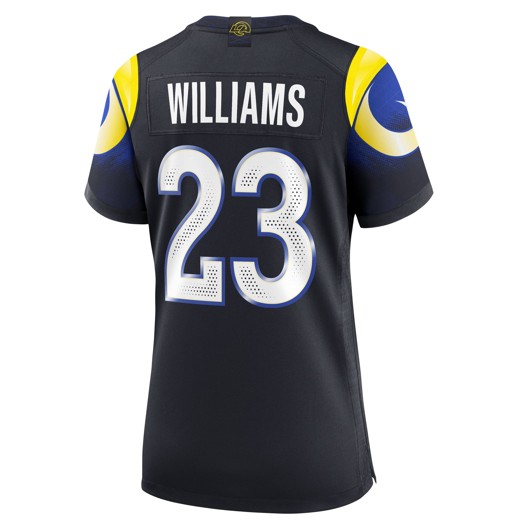 Maillot de match Nike Kyren Williams bleu foncé la collection Rivalries des Los Angeles Rams pour femmes