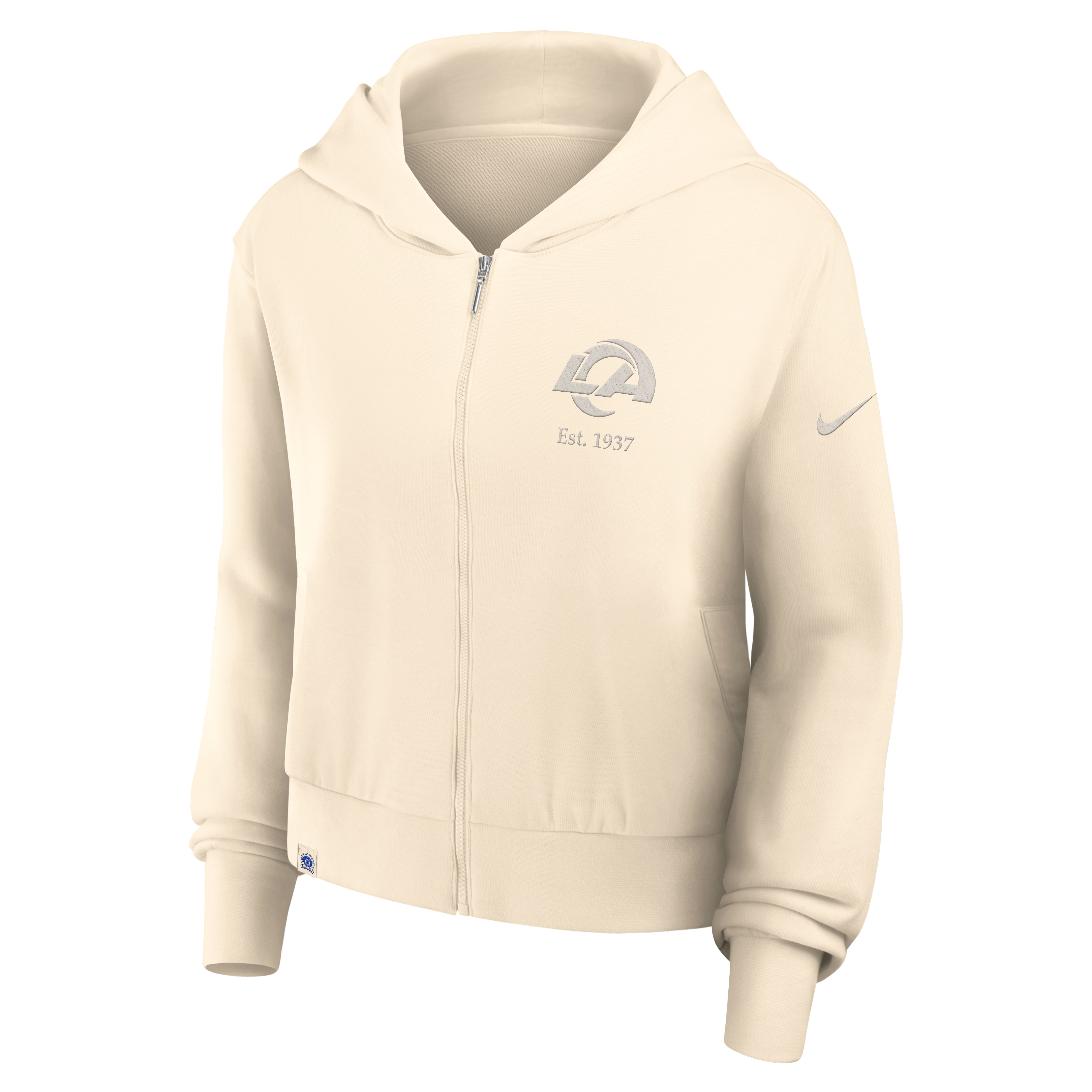 Sweat à capuche zippé Nike Natural Los Angeles Rams pour femme