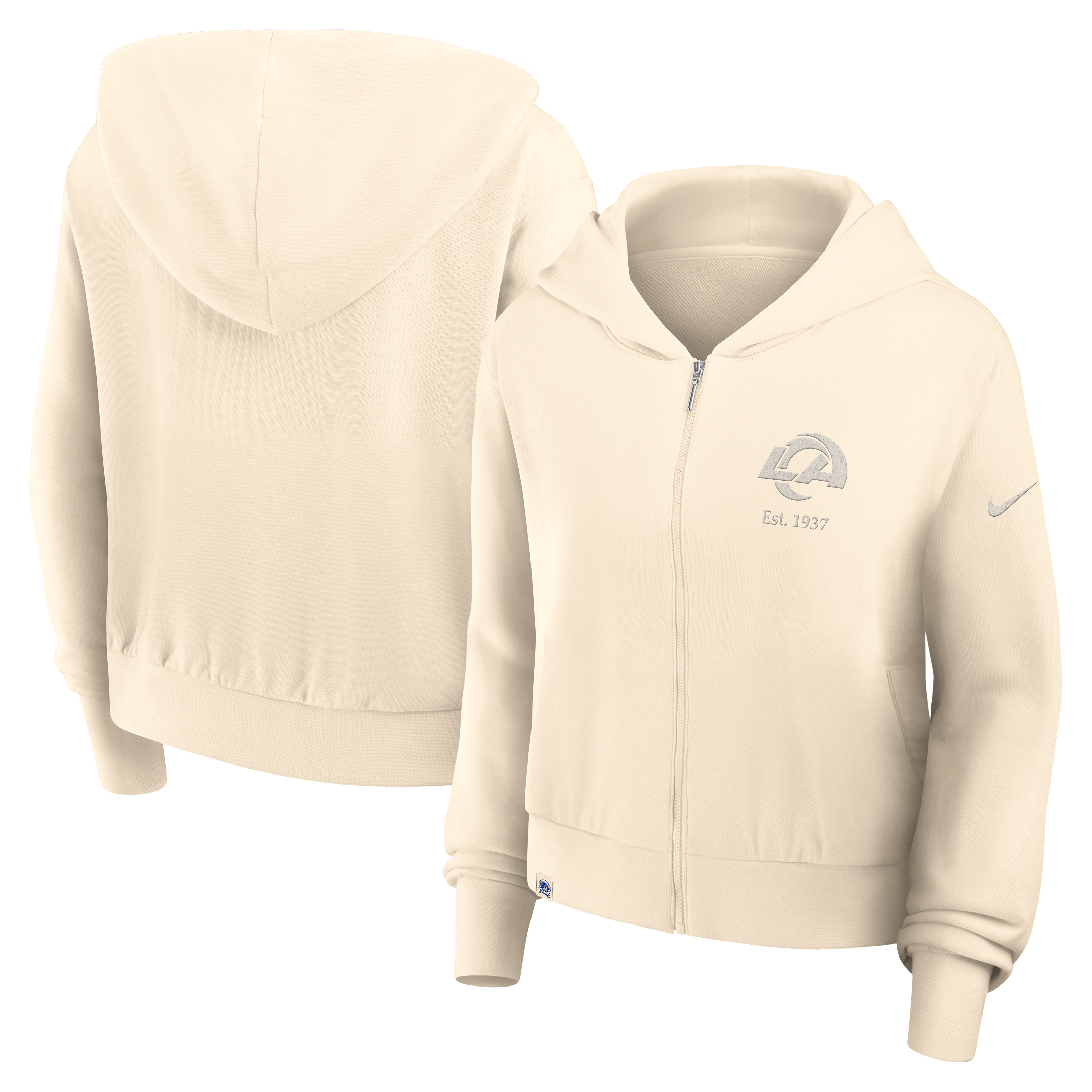 Sweat à capuche zippé Nike Natural Los Angeles Rams pour femme