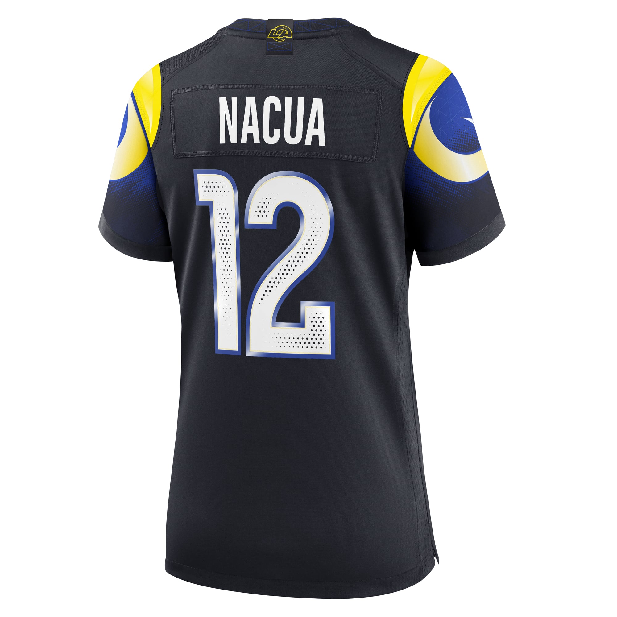 Maillot de match Nike Puka Nacua bleu foncé la collection Rivalries des Los Angeles Rams pour femmes