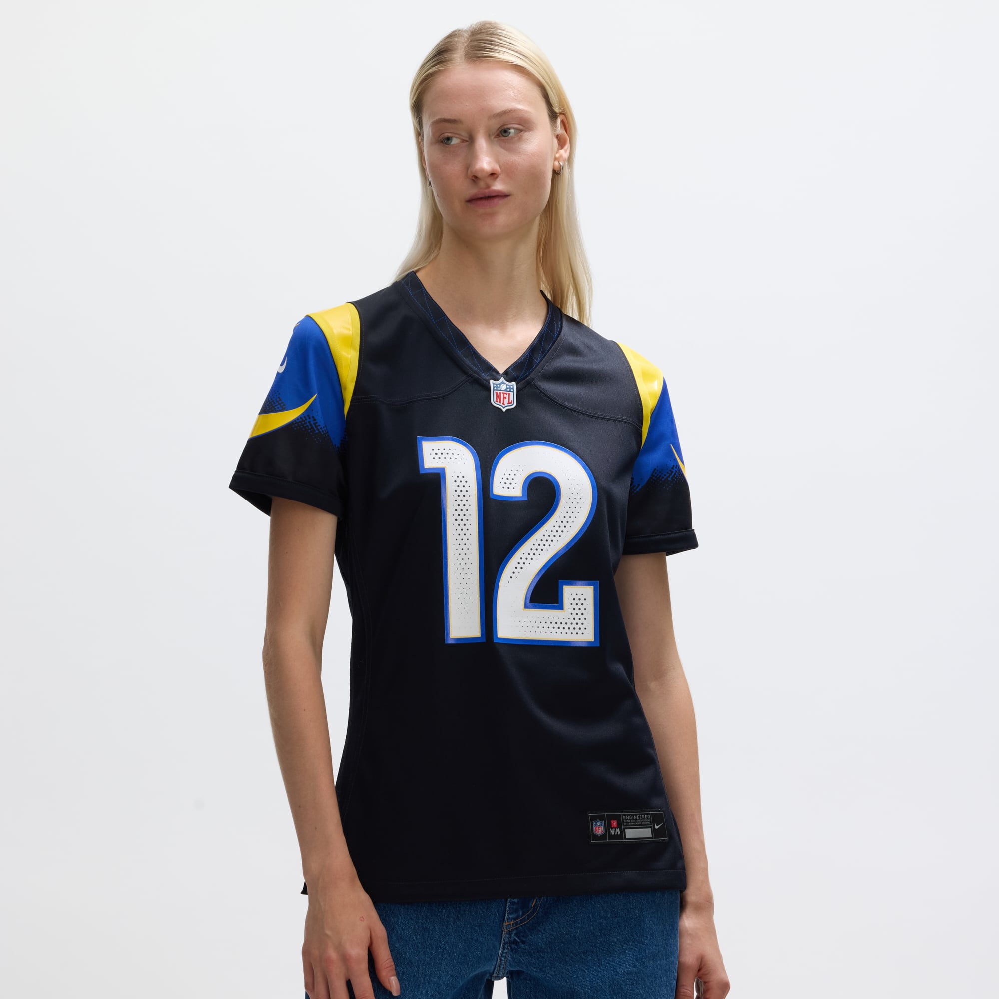 Maillot de match Nike Puka Nacua bleu foncé la collection Rivalries des Los Angeles Rams pour femmes
