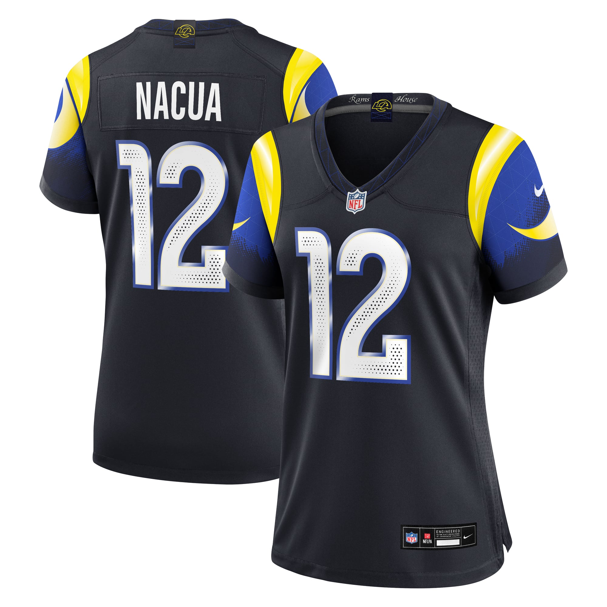 Maillot de match Nike Puka Nacua bleu foncé la collection Rivalries des Los Angeles Rams pour femmes