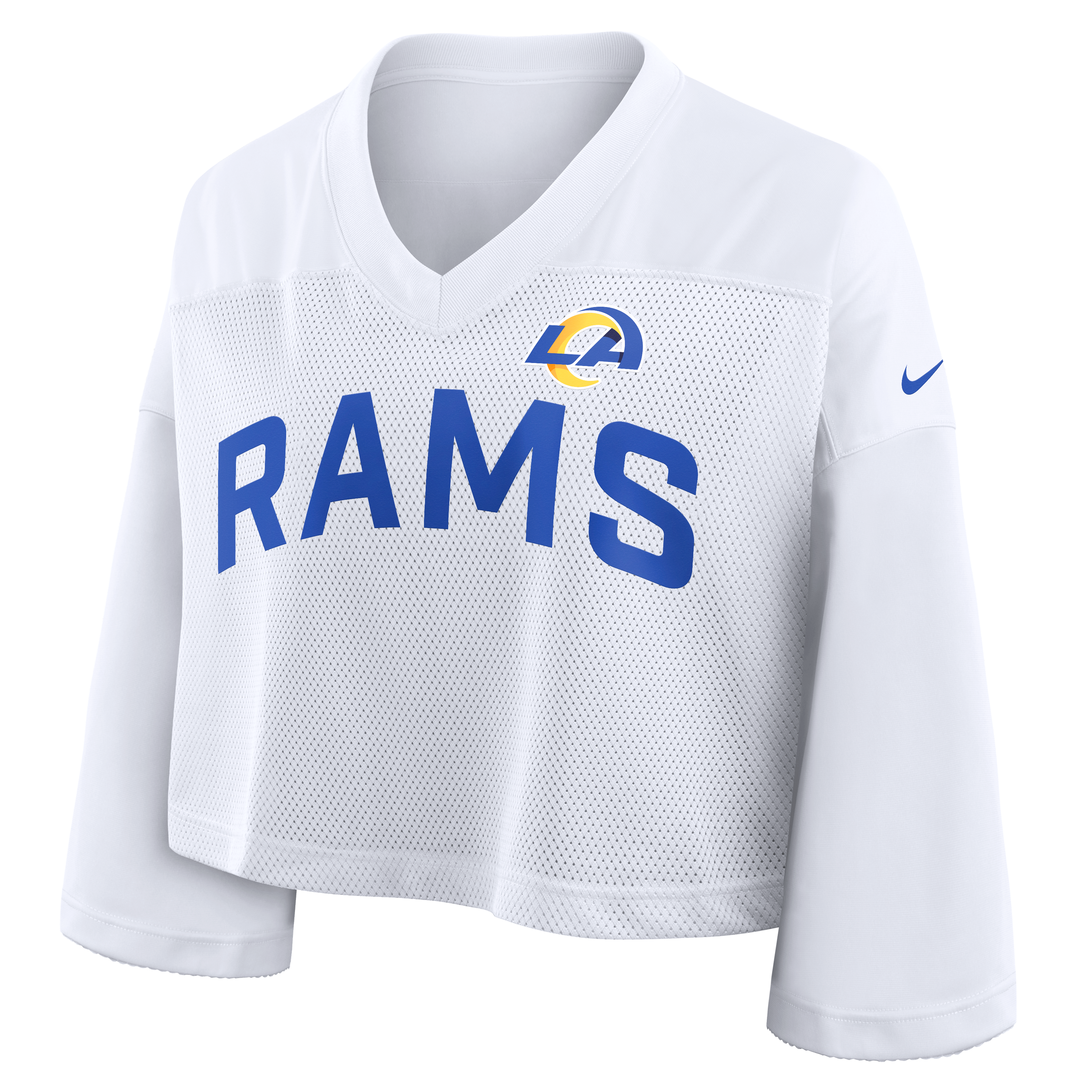 Women's Nike White Los Angeles Rams Wide Receiver Cropped Mesh Dri-FIT Fashion Jersey