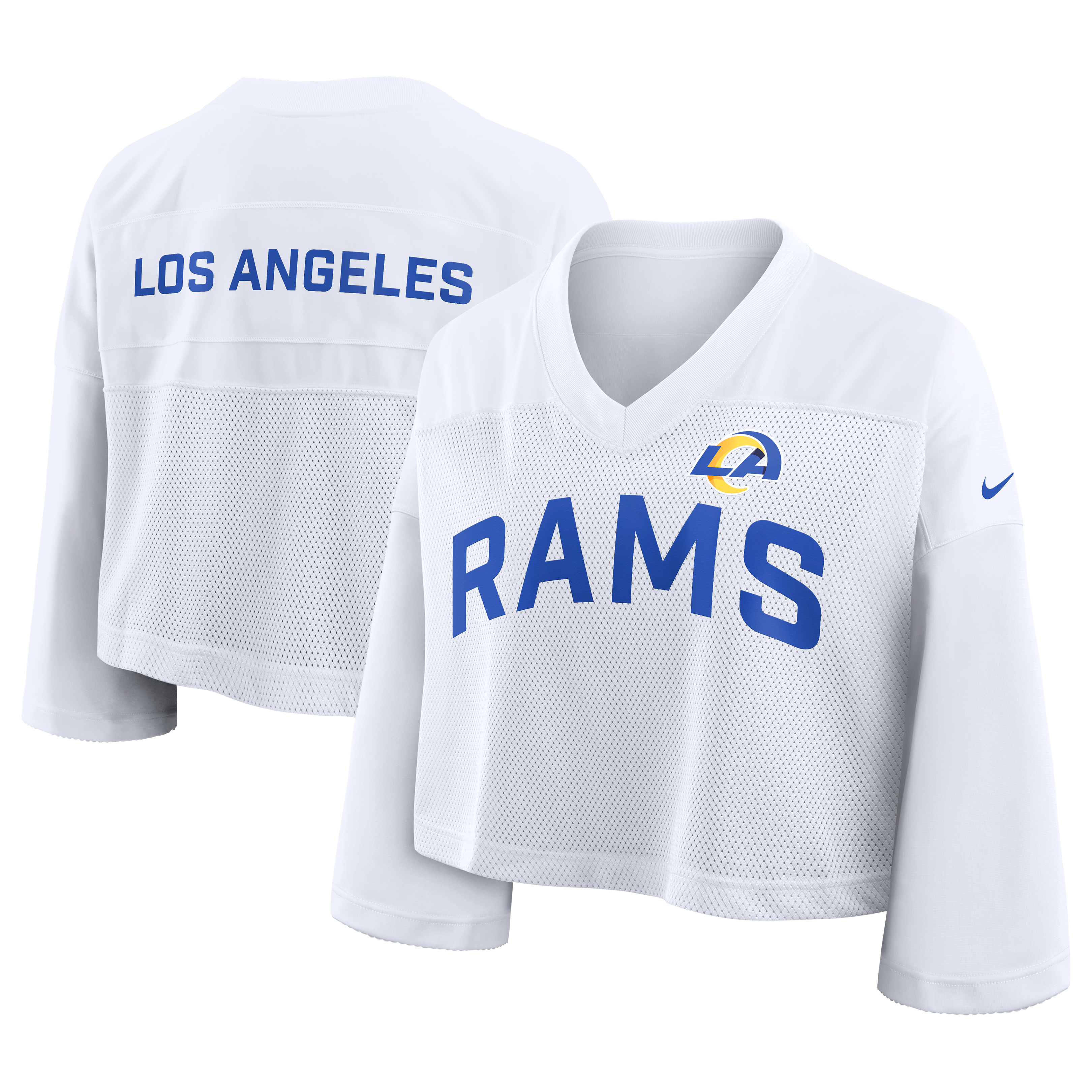 Women's Nike White Los Angeles Rams Wide Receiver Cropped Mesh Dri-FIT Fashion Jersey