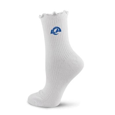  Los Angeles Rams PRO Compression Logo Lettuce Hem Quarter Socks - White
