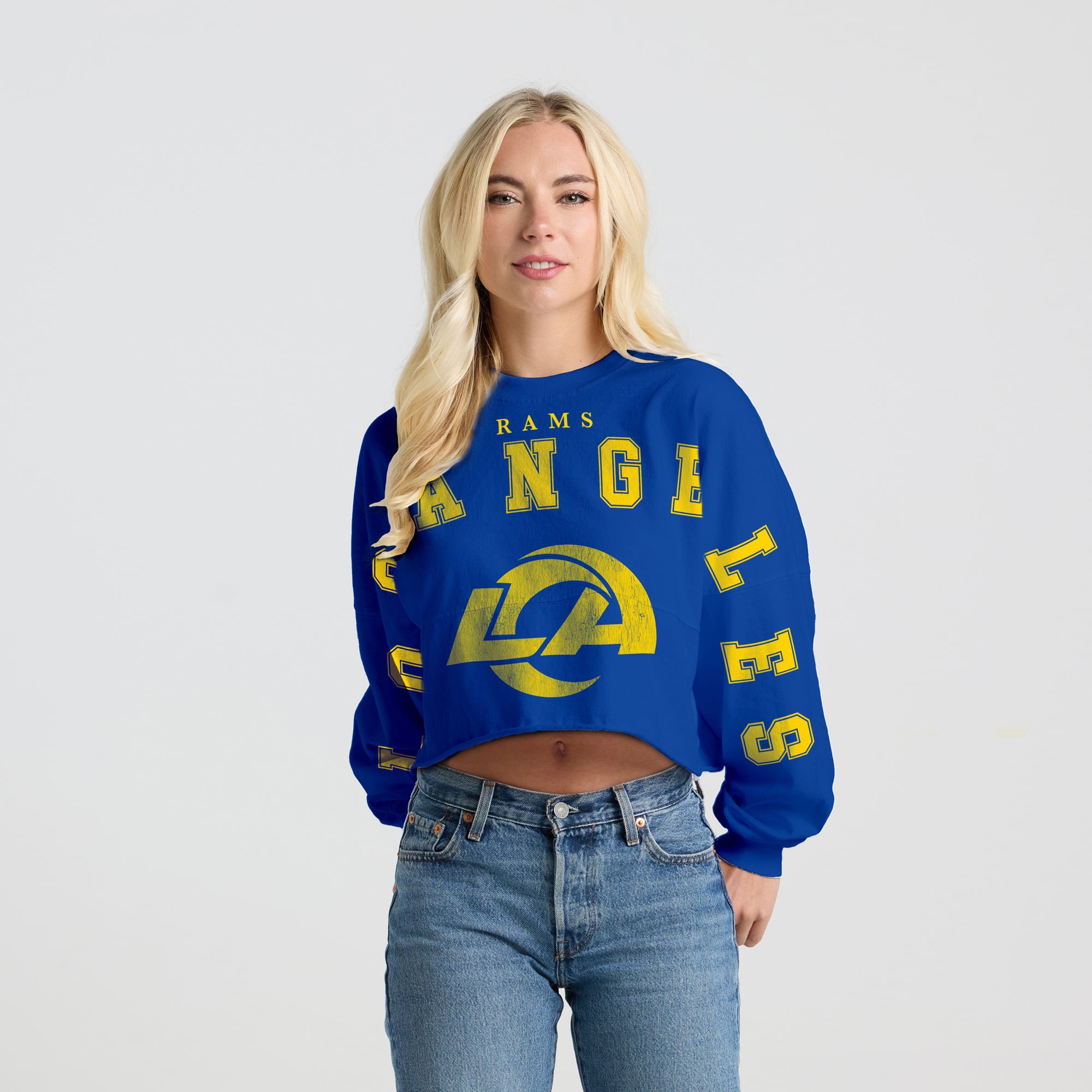 T-shirt court à manches longues Spirit Jersey Royal Los Angeles Rams pour femmes