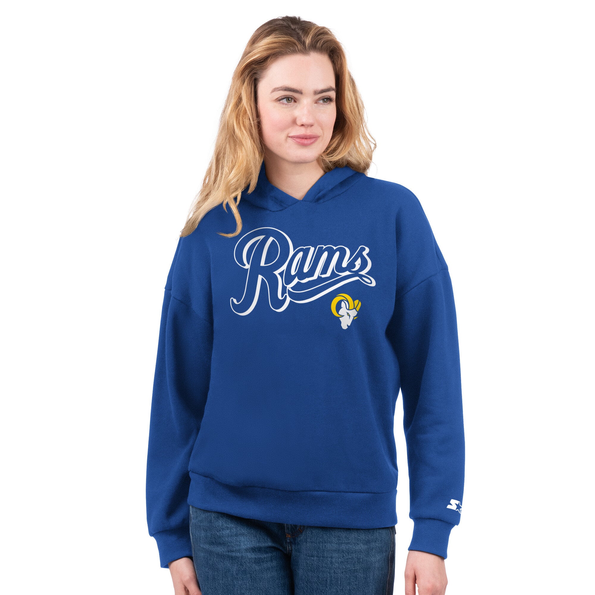 Ensemble sweat à capuche et t-shirt Starter or/bleu royal pour femme, Los Angeles Rams
