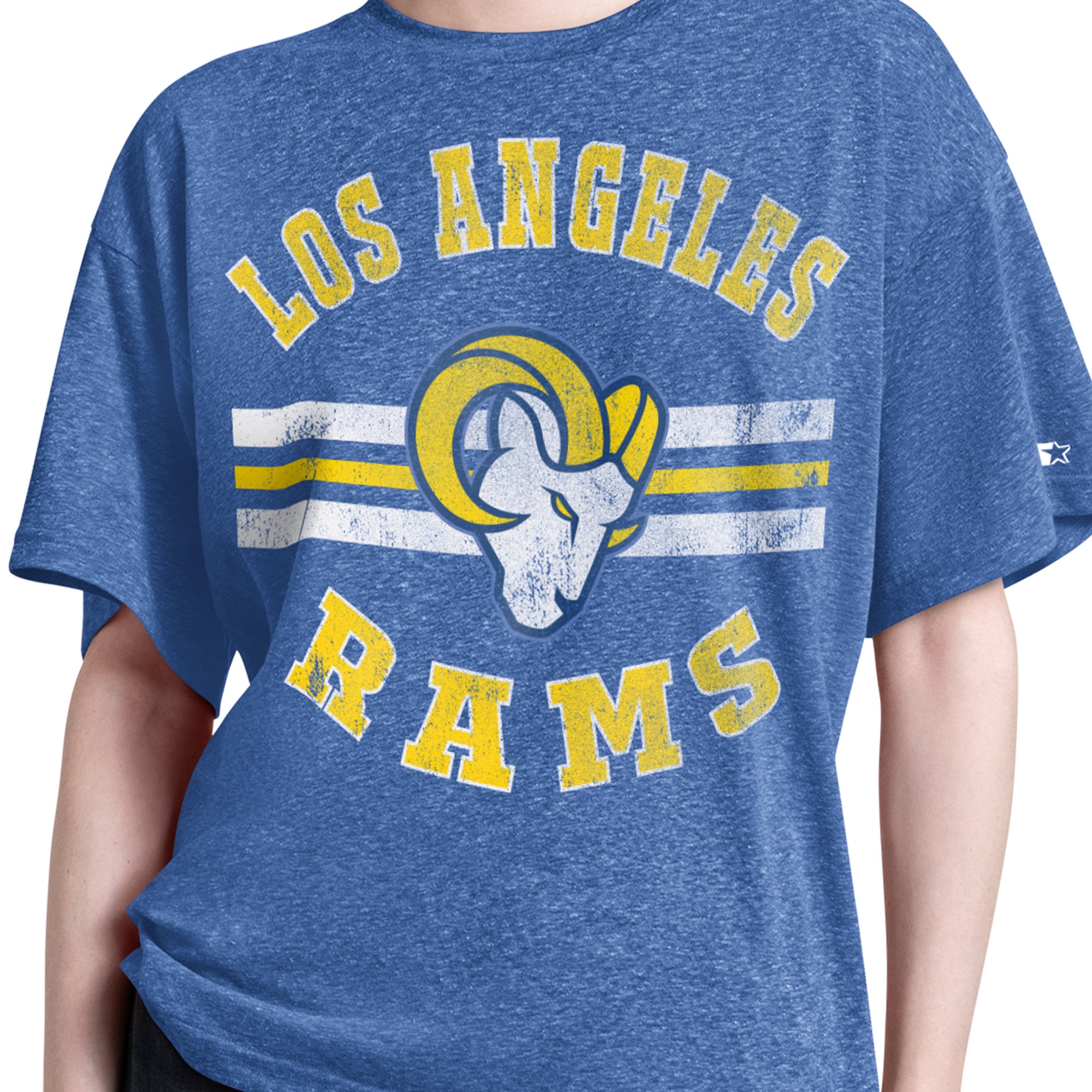 T-shirt Starter Royal Los Angeles Rams Jump Shot Boyfriend Tri-Blend pour femme