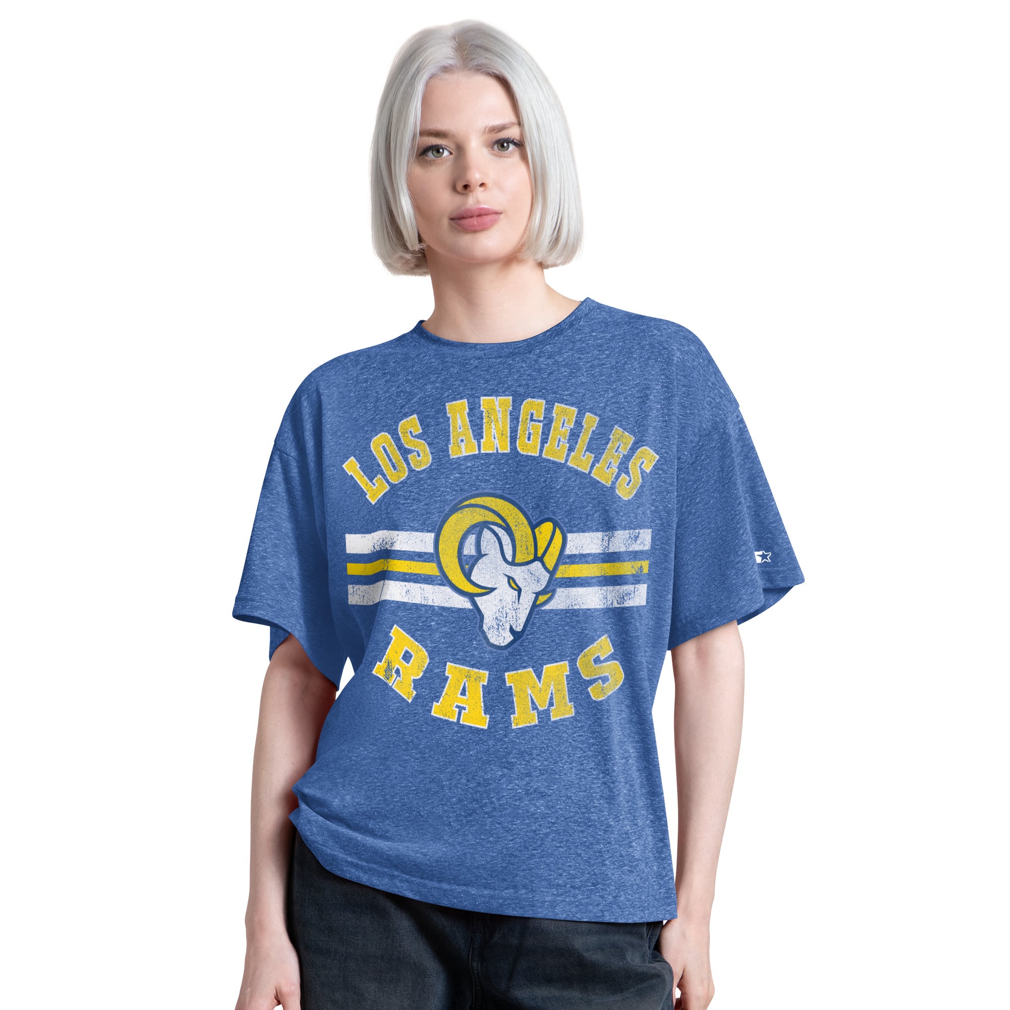 T-shirt Starter Royal Los Angeles Rams Jump Shot Boyfriend Tri-Blend pour femme