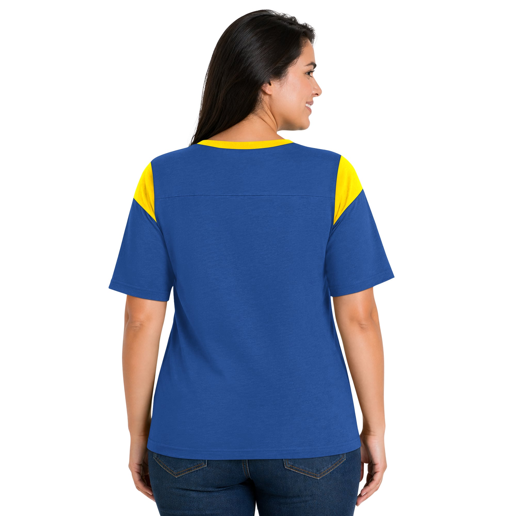 Women's Starter Royal Los Angeles Rams Plus Linebacker Slub T-Shirt