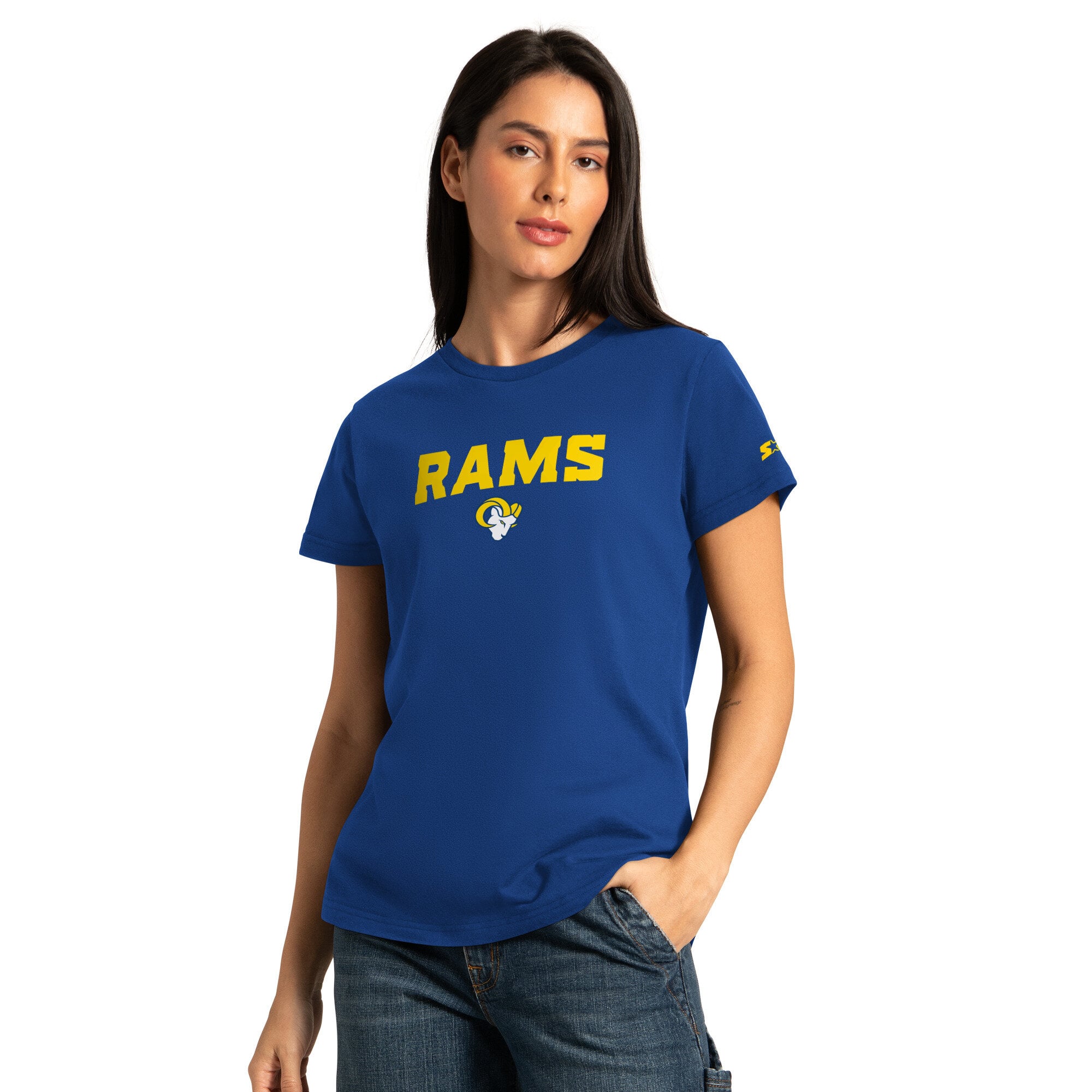 Pack de t-shirts à manches courtes et longues Starter Royal/Ash pour femmes, Los Angeles Rams