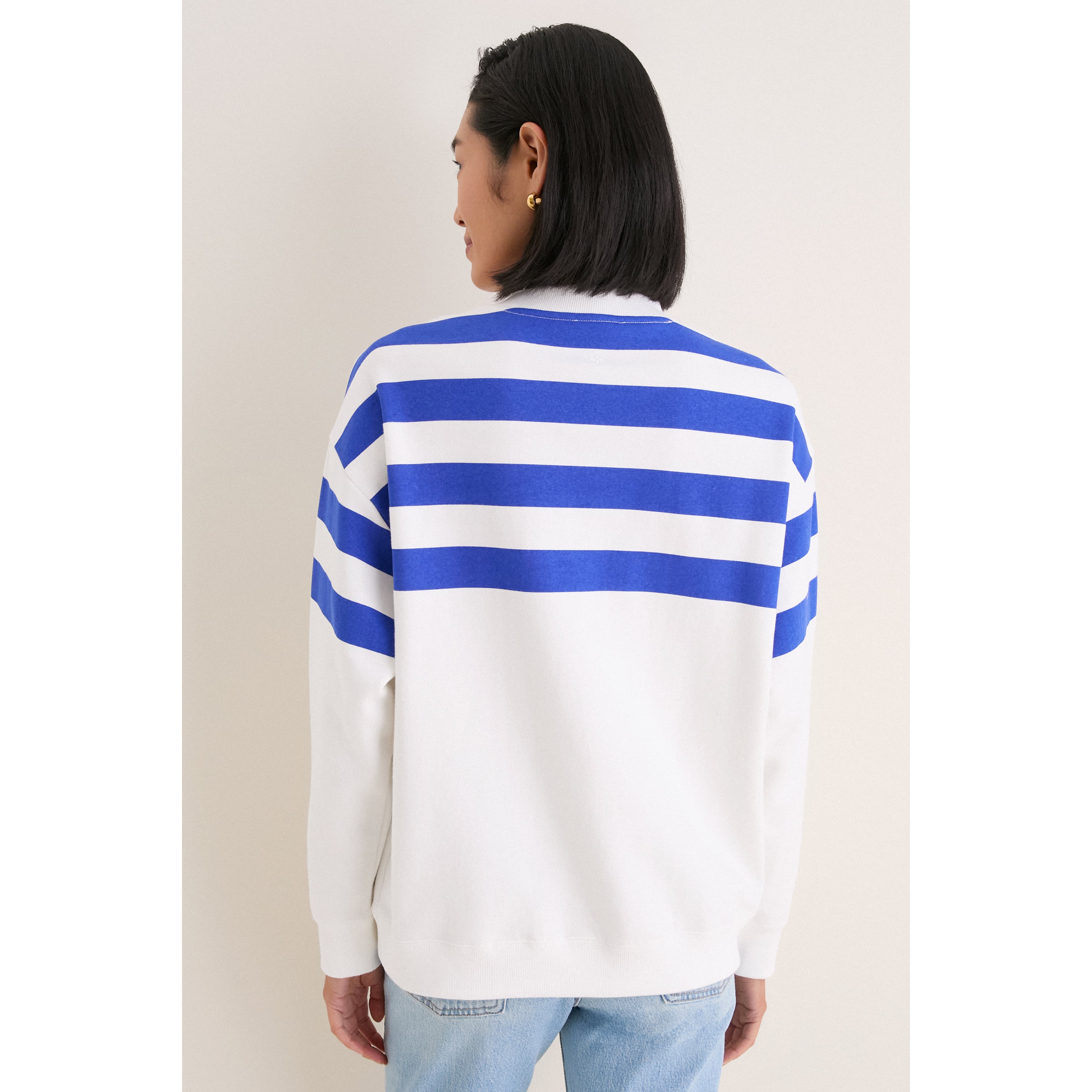 Sweat-shirt rayé blanc/bleu roi Tuckernuck pour femme, motif Rams de Los Angeles