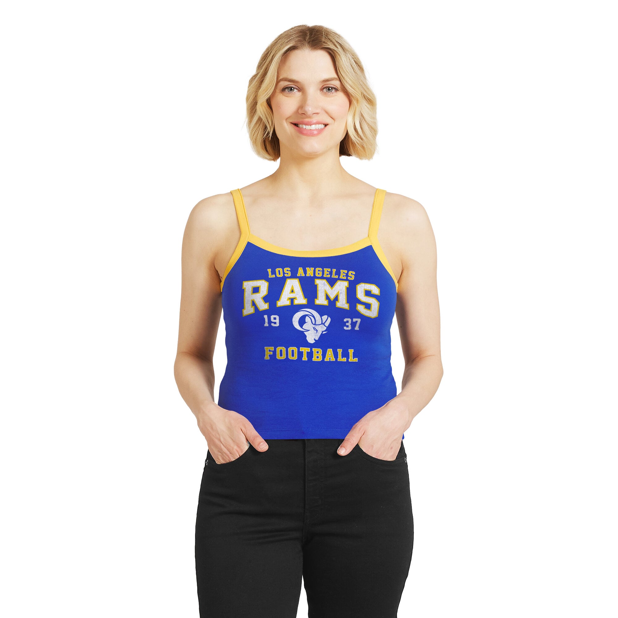 Débardeur colorblock Royal Los Angeles Rams pour femme de la marque WEAR by Erin Andrews
