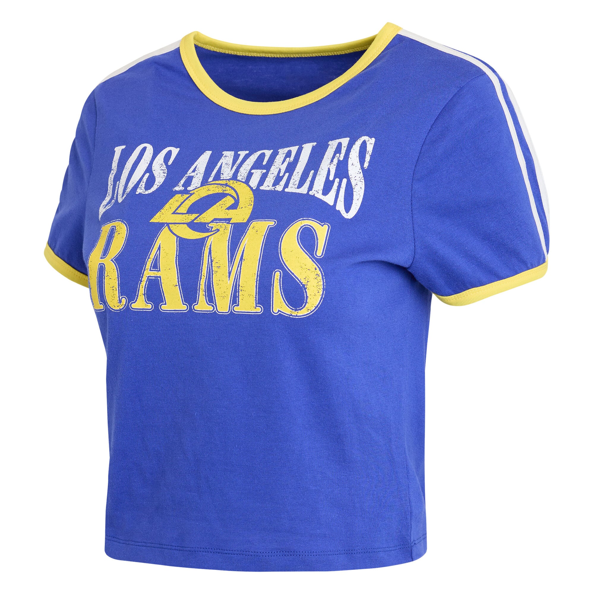 T-shirt court rétro à manches courtes pour femme WEAR by Erin Andrews Royal Los Angeles Rams