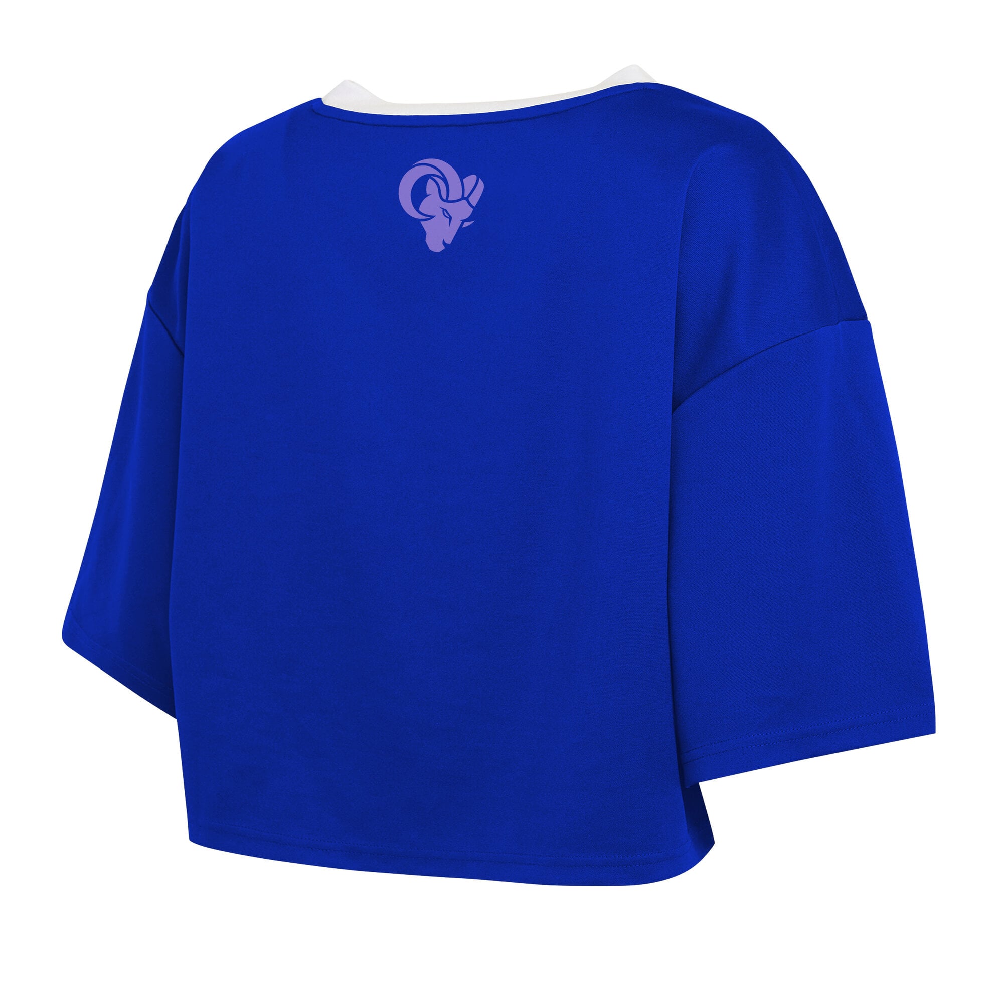 Women's WEAR by Erin Andrews Royal Los Angeles Rams Cropped V-Neck Jersey T-Shirt