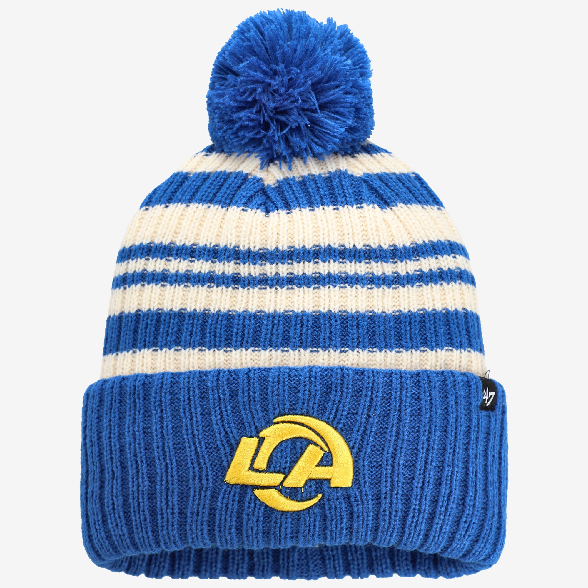 Bonnet tricoté à revers « Fort de neige » des Rams de Los Angeles, modèle 47 Royal, pour enfant, avec pompon