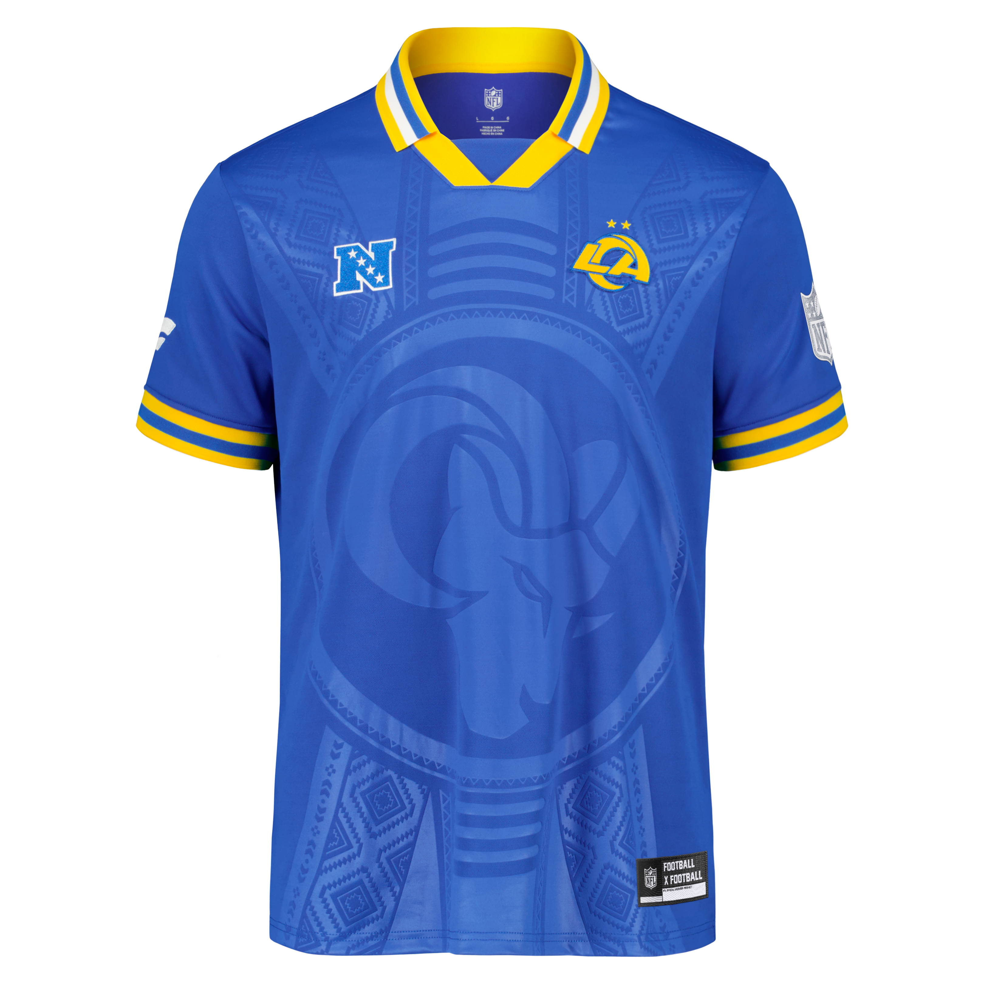 Youth Fanatics Royal Los Angeles Rams Football x Collared Fan Top
