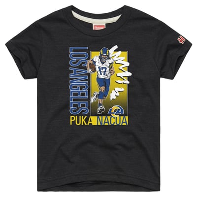 Puka Nacua Los Angeles Rams Homage Youth Player Graphic Tri-Blend T-Shirt - Charcoal