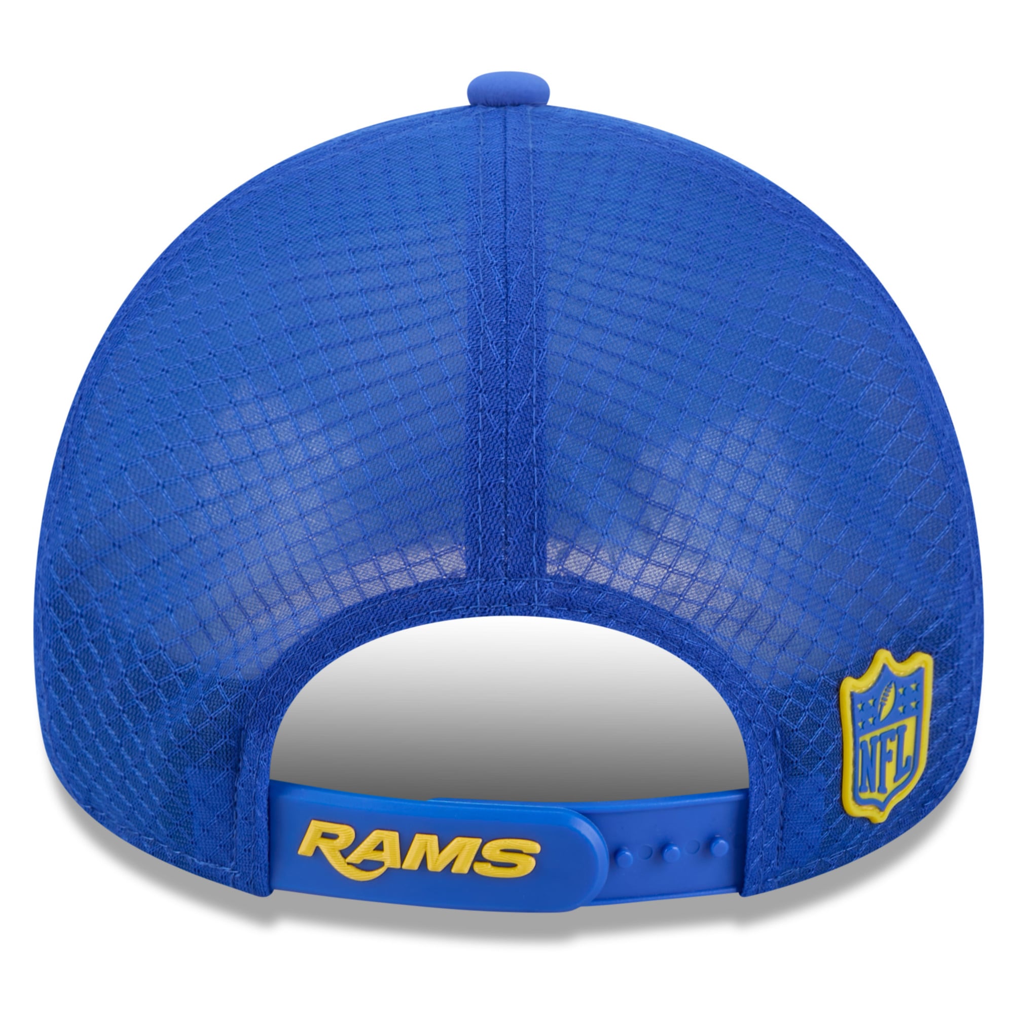 Youth New Era Royal Los Angeles Rams 2026 Sideline Apex 9FORTY Adjustable Trucker Hat