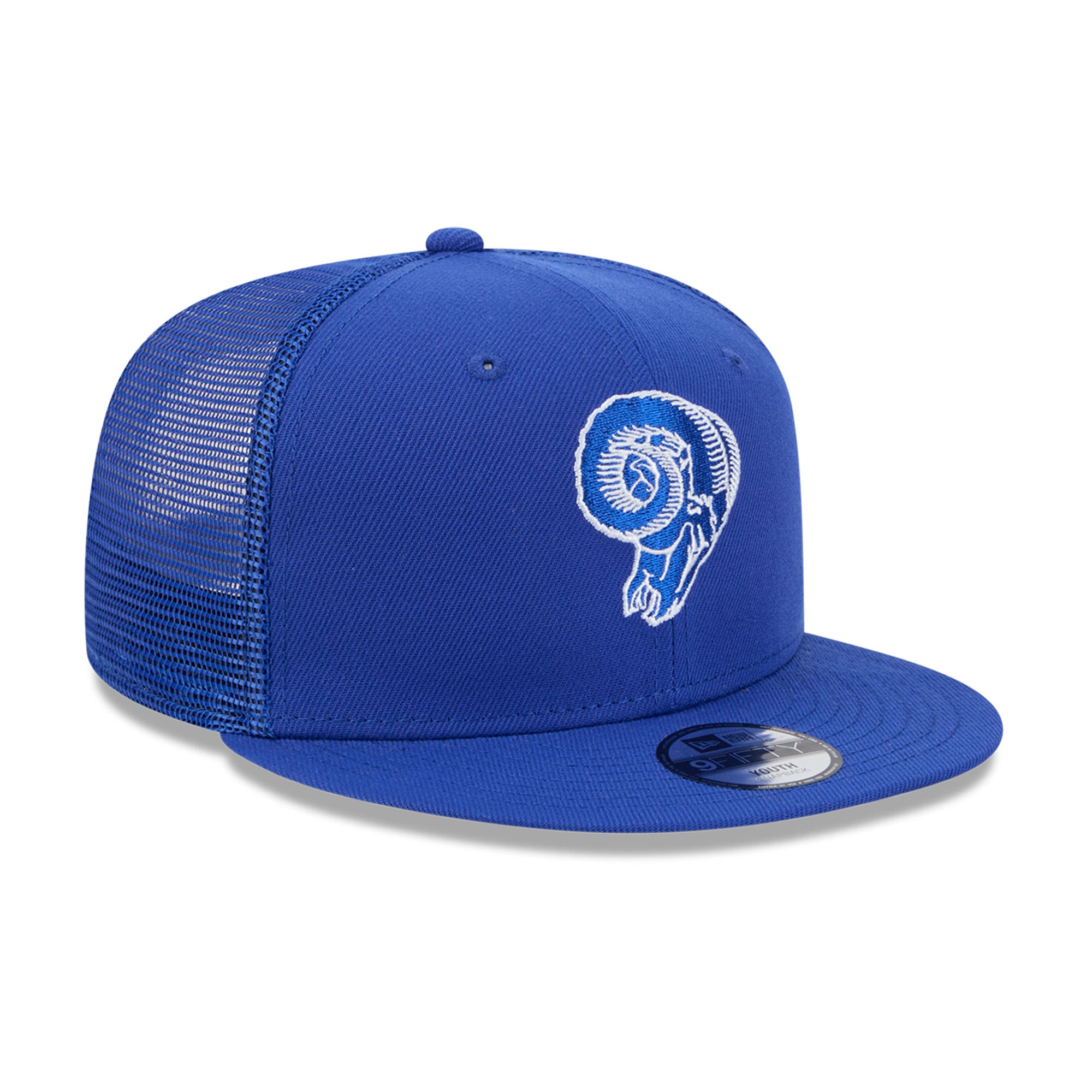 Casquette trucker rétro New Era Royal Los Angeles Rams 9FIFTY pour jeunes