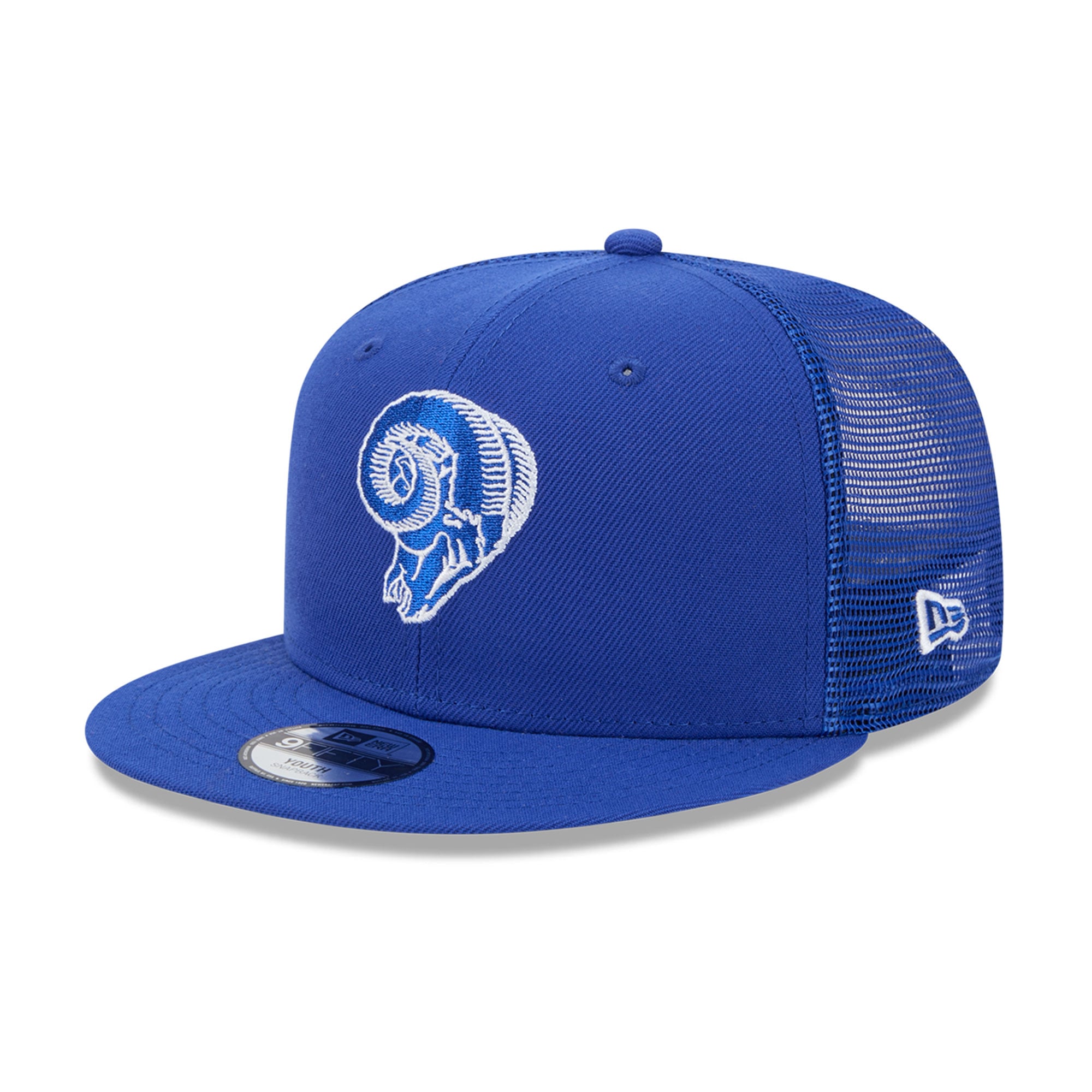Casquette trucker rétro New Era Royal Los Angeles Rams 9FIFTY pour jeunes