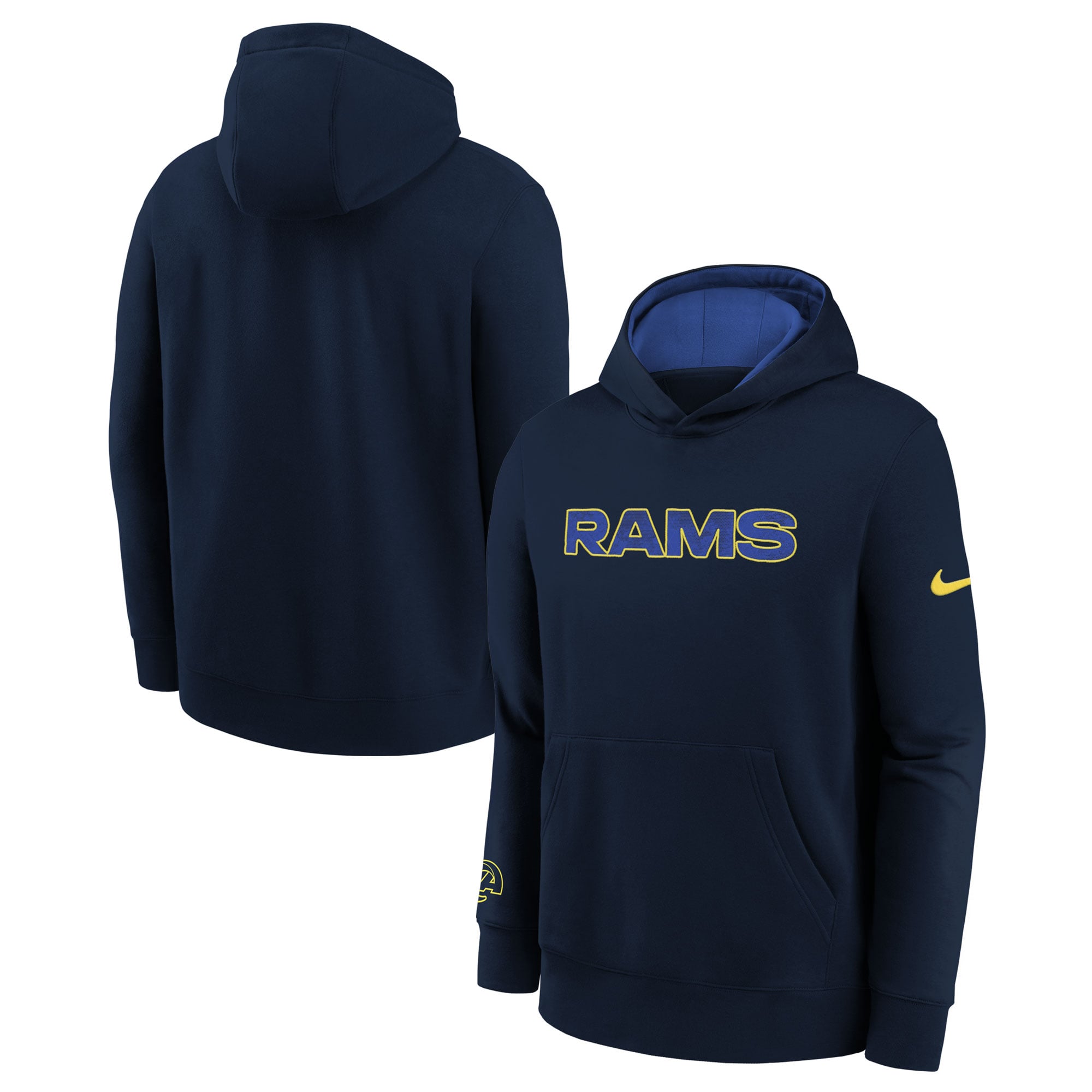 Sweat à capuche Nike bleu foncé pour enfant, collection Rivalries des Los Angeles Rams.