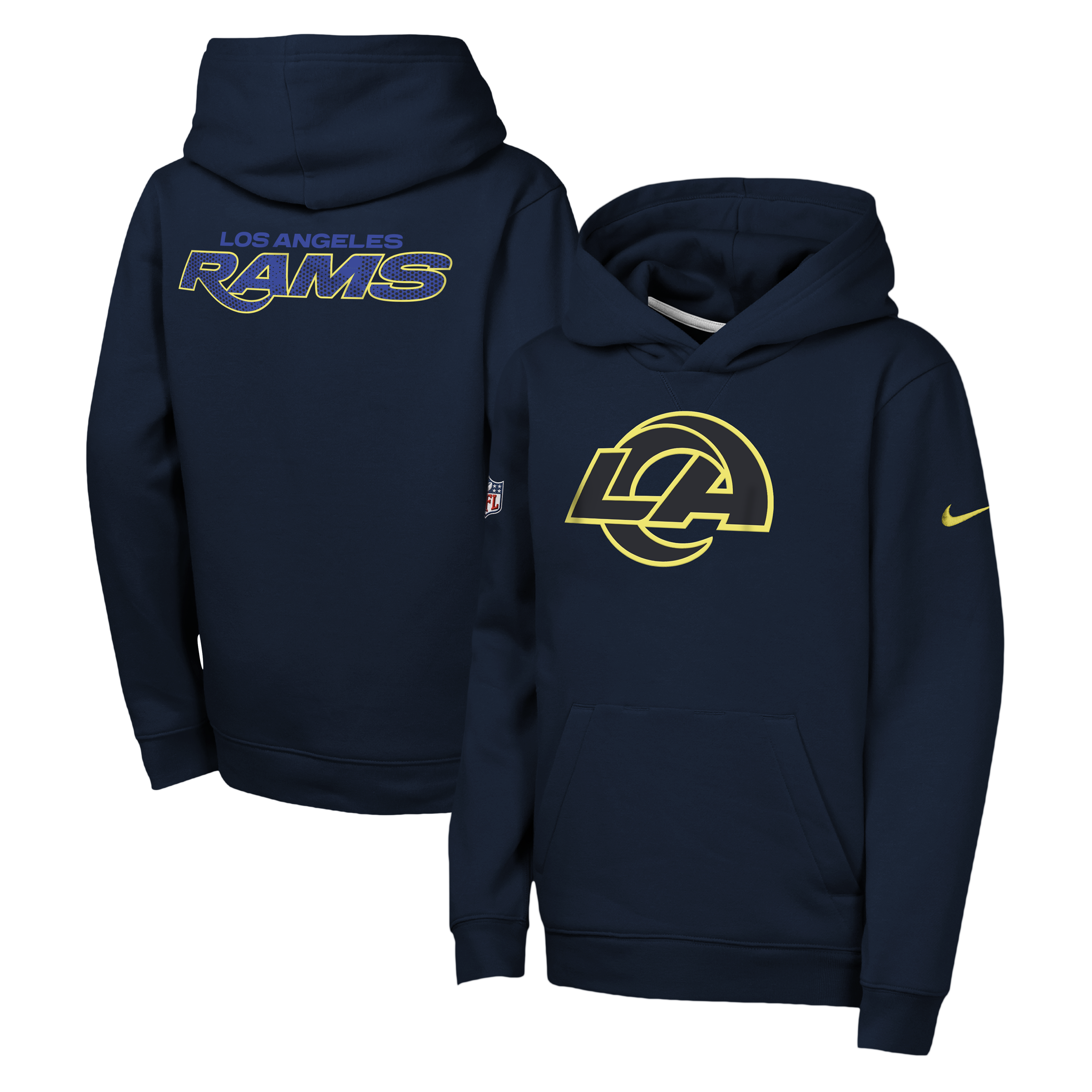Youth Nike Dark Blue Los Angeles Rams Rivalries Collection Sideline Club Fleece Pullover Hoodie