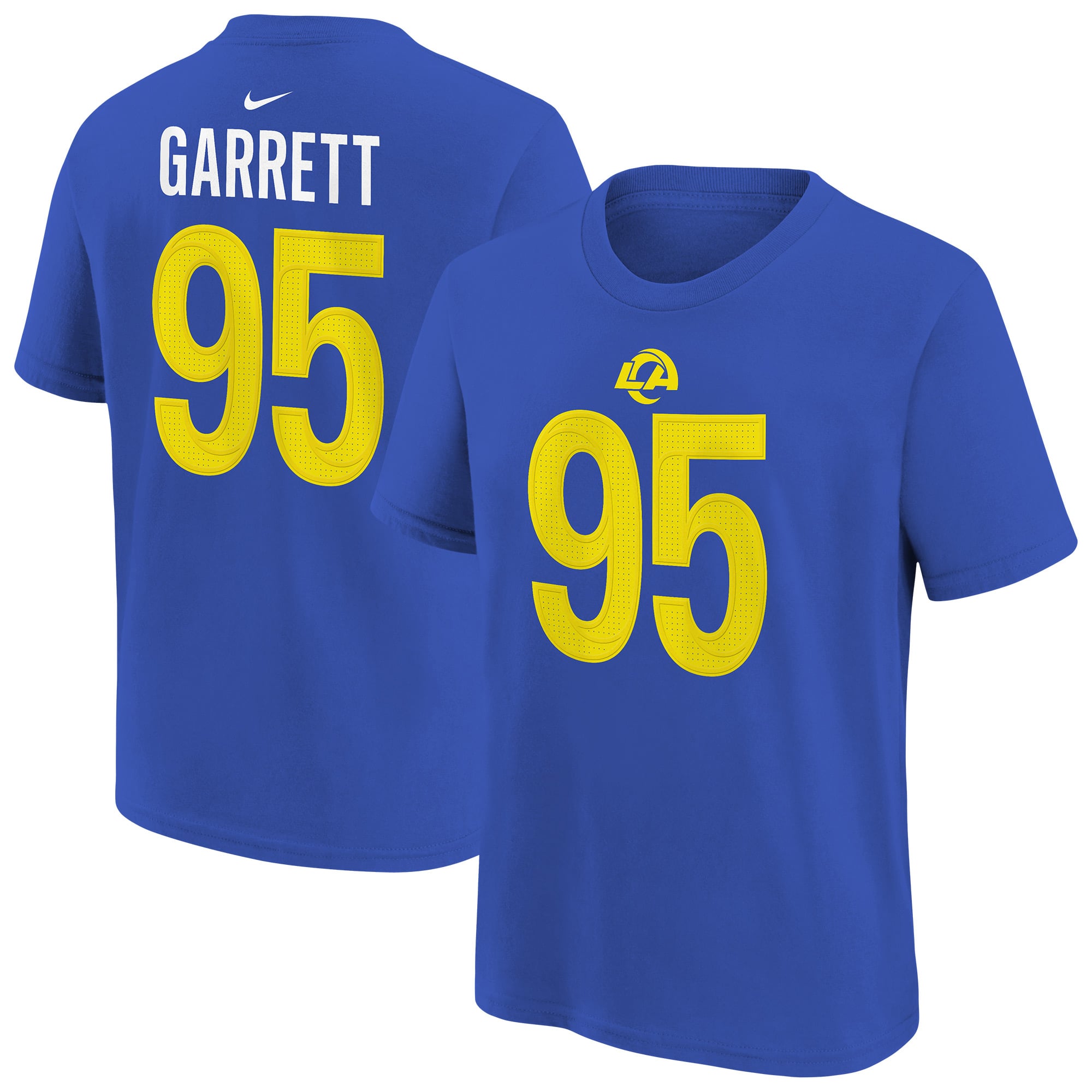 Youth Nike Myles Garrett Royal Los Angeles Rams Name & Number T-Shirt