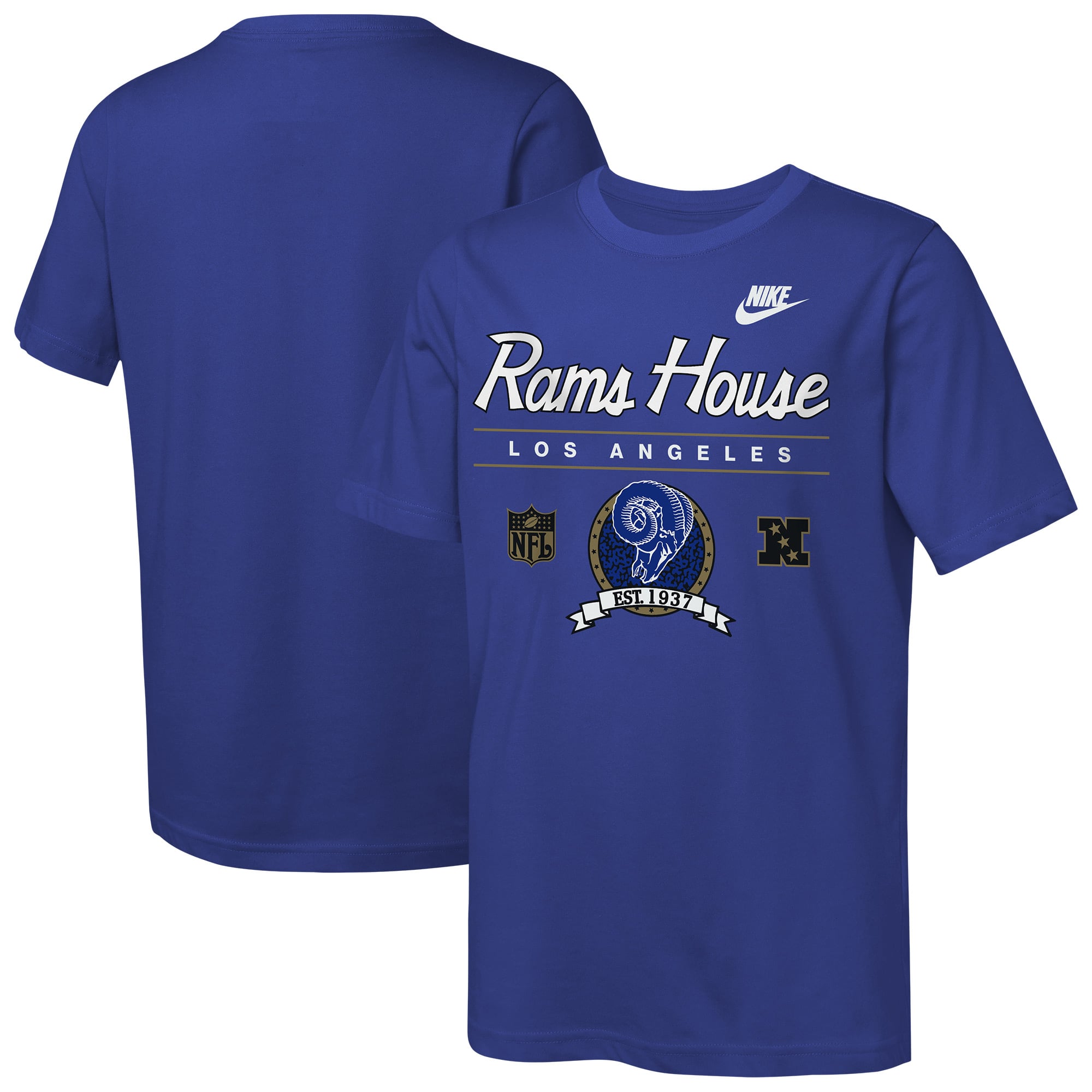 T-shirt Nike Royal Los Angeles Rams Hometown Rewind Slub Dri-FIT pour jeunes