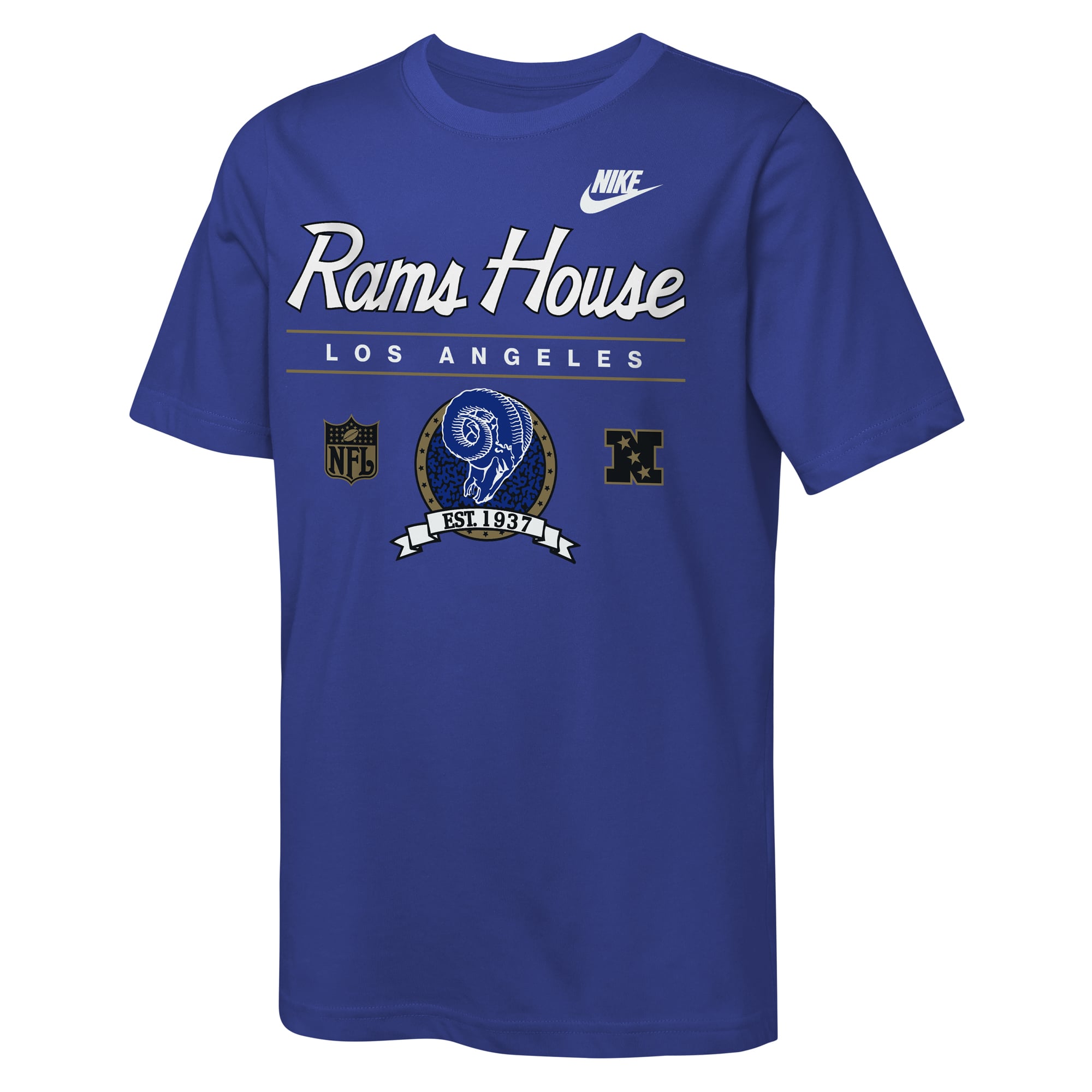 T-shirt Nike Royal Los Angeles Rams Hometown Rewind Slub Dri-FIT pour jeunes
