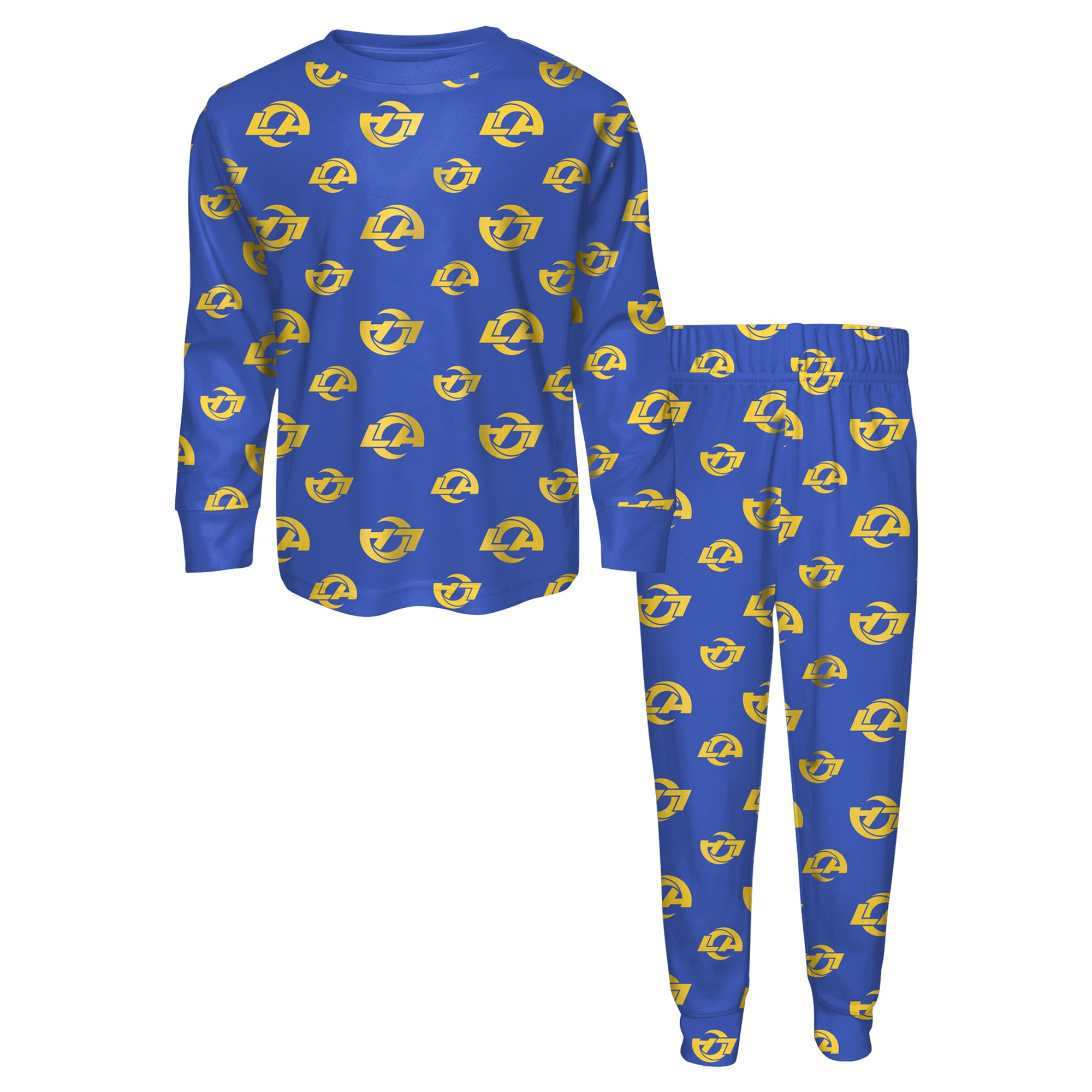 Ensemble pyjama pour enfant Outerstuff Royal Los Angeles Rams, t-shirt à manches longues et pantalon imprimé intégral