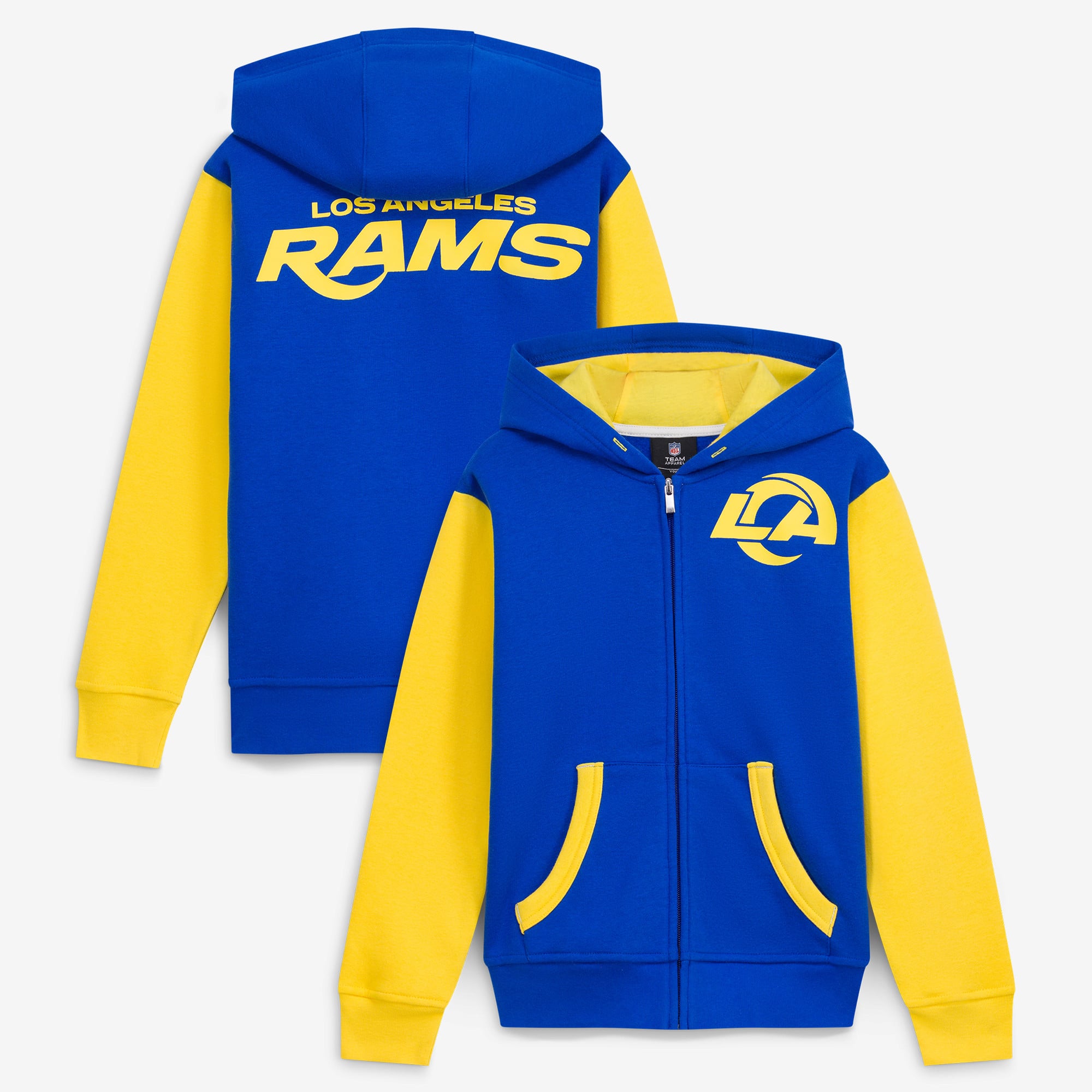Youth Outerstuff Royal Los Angeles Rams Stadium Colorblock Full-Zip Hoodie