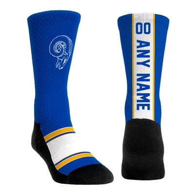  Los Angeles Rams Rock Em Youth Throwback Jersey Custom Crew Socks - Royal
