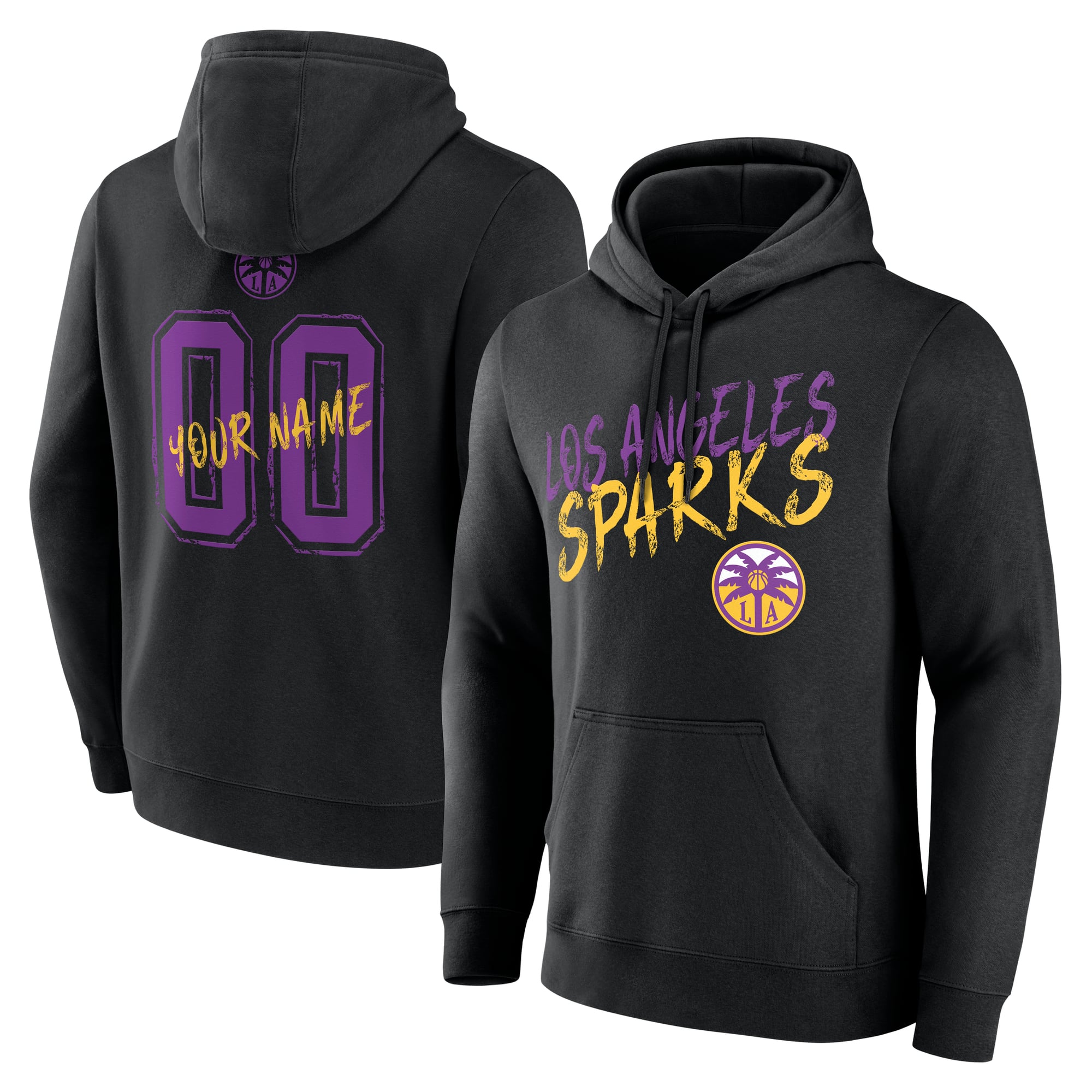 Men's Black Los Angeles Sparks Hustle Personalized Name & Number Hoodie
