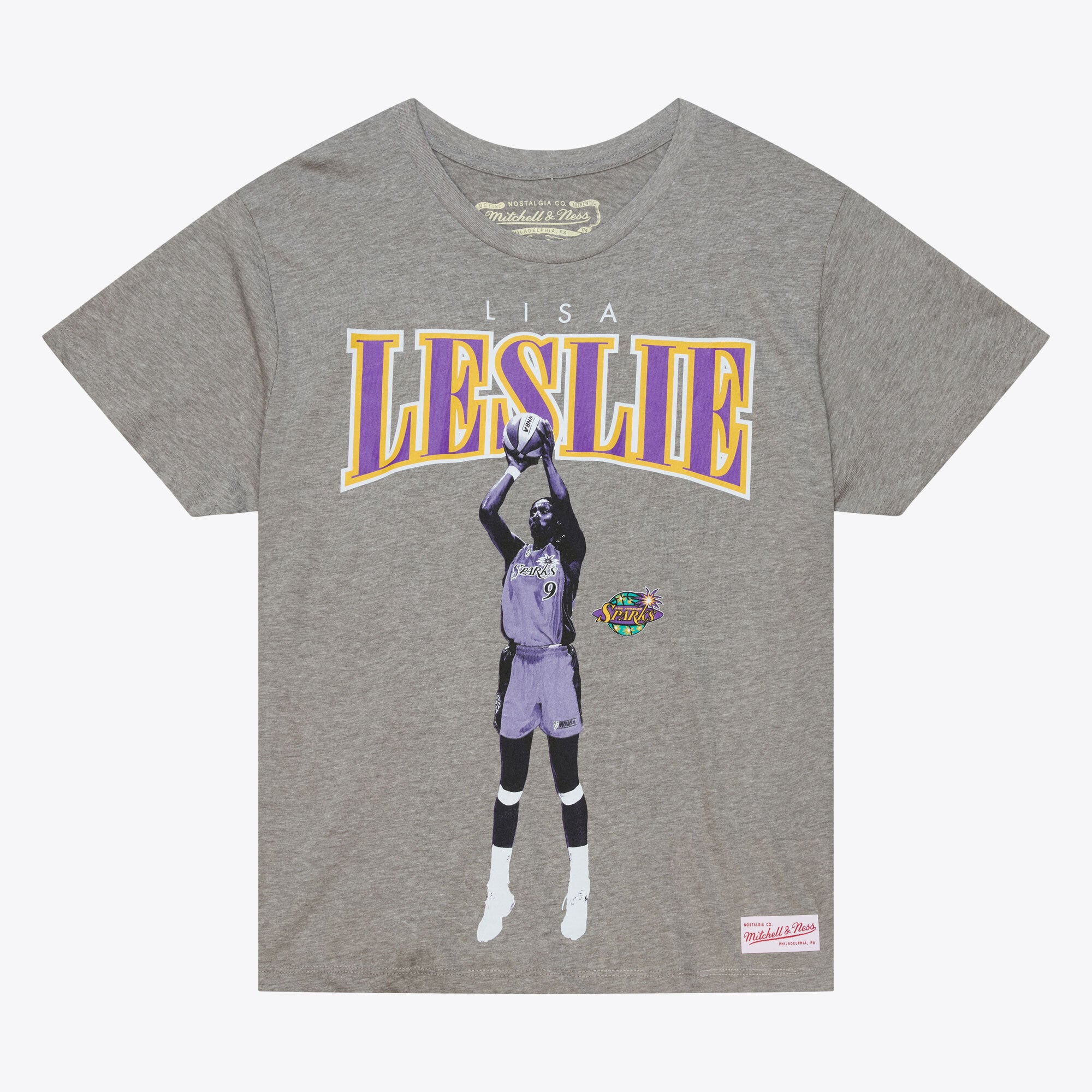 Unisex Mitchell & Ness Lisa Leslie Heather Gray Los Angeles Sparks Player Boyfriend T-Shirt - Court Origins