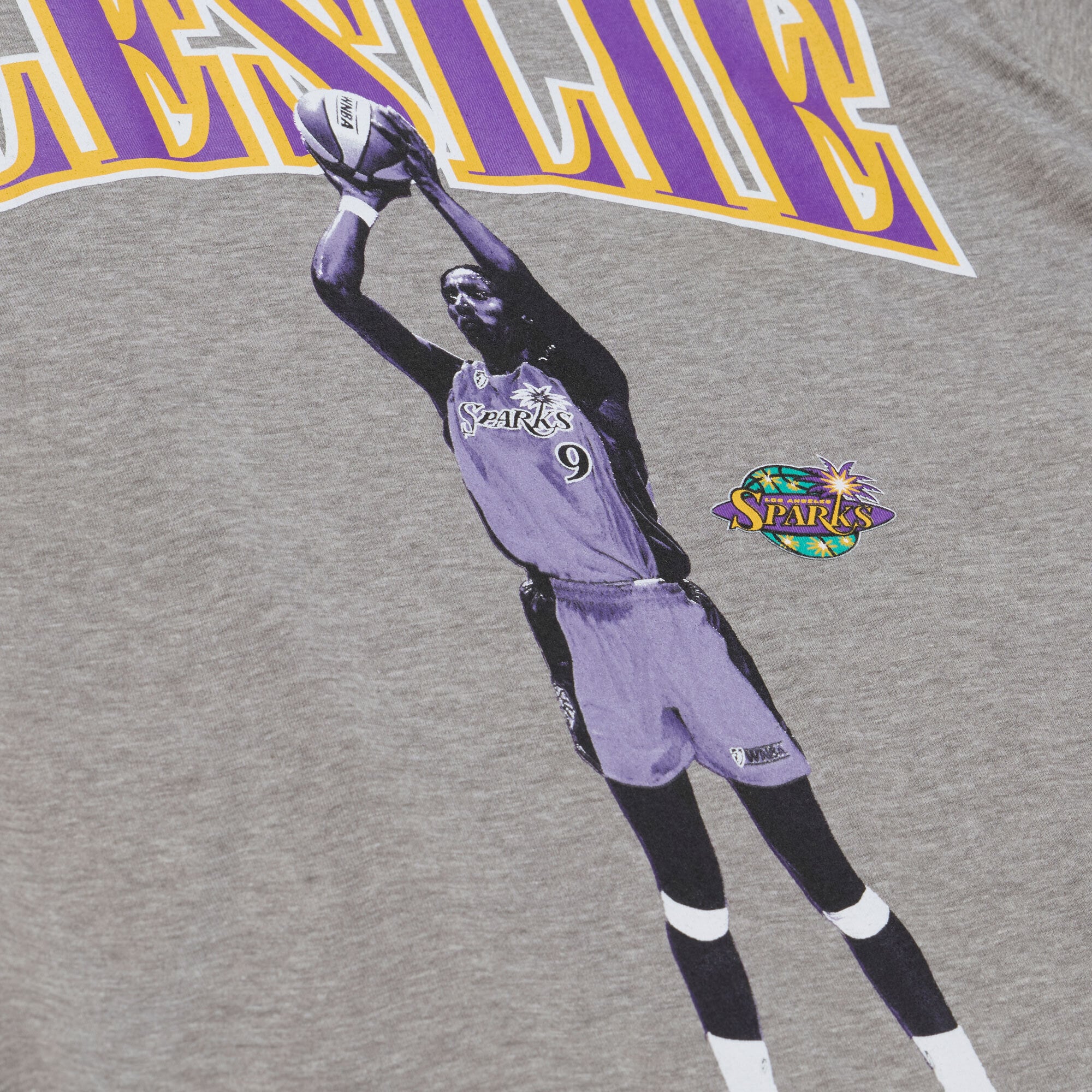 Unisex Mitchell & Ness Lisa Leslie Heather Gray Los Angeles Sparks Player Boyfriend T-Shirt - Court Origins