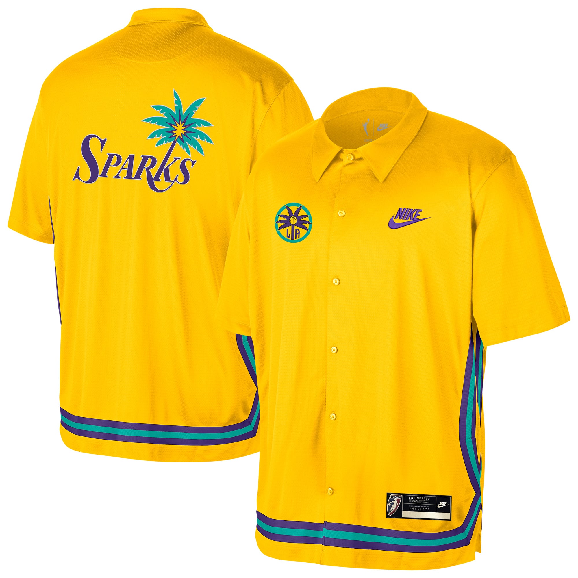 Unisex Nike  Gold Los Angeles Sparks Throwback Lightweight Dri-FIT Button-Up Shirt - Court Origins