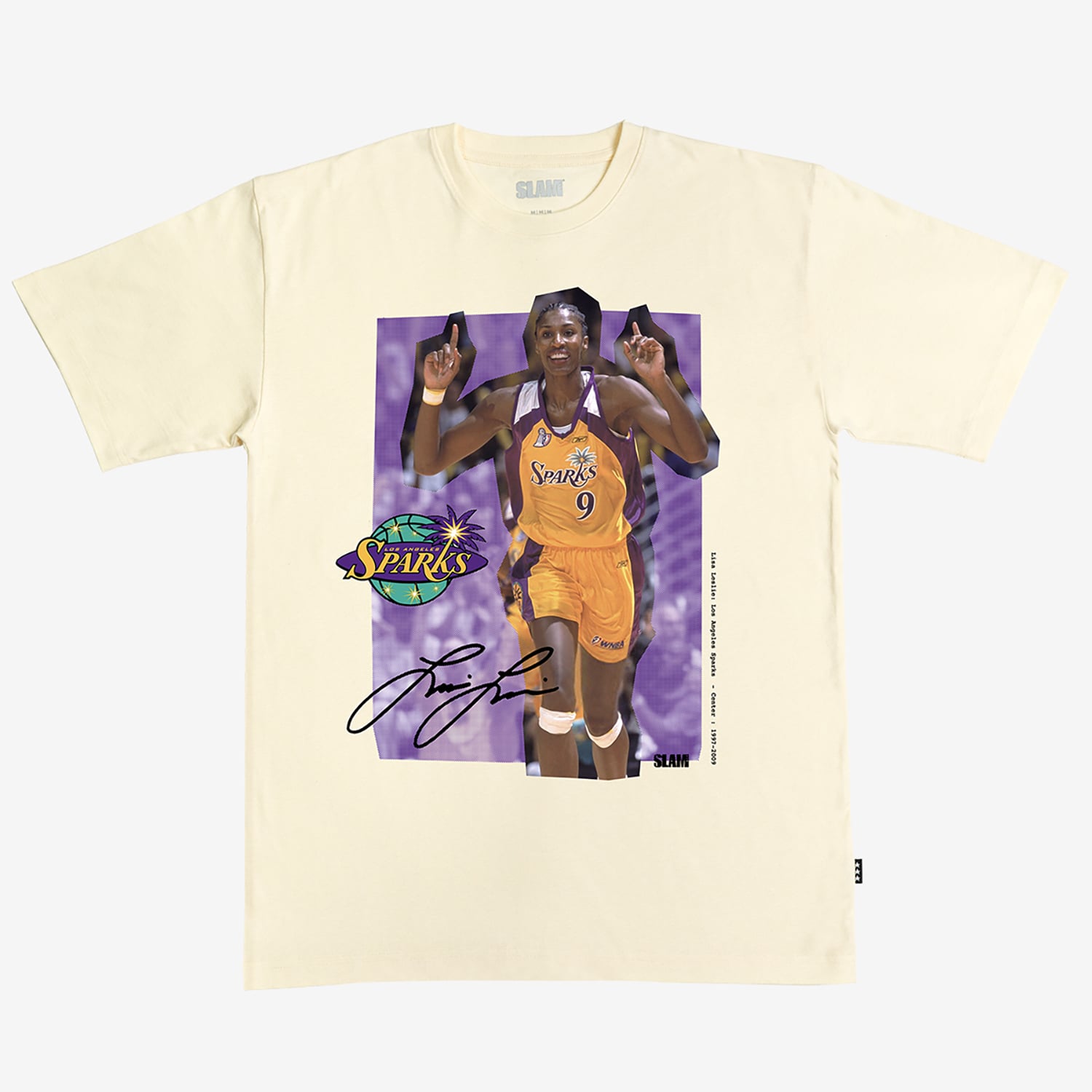 Unisex SLAM Lisa Leslie Cream Los Angeles Sparks Court Origins Heavyweight T-Shirt