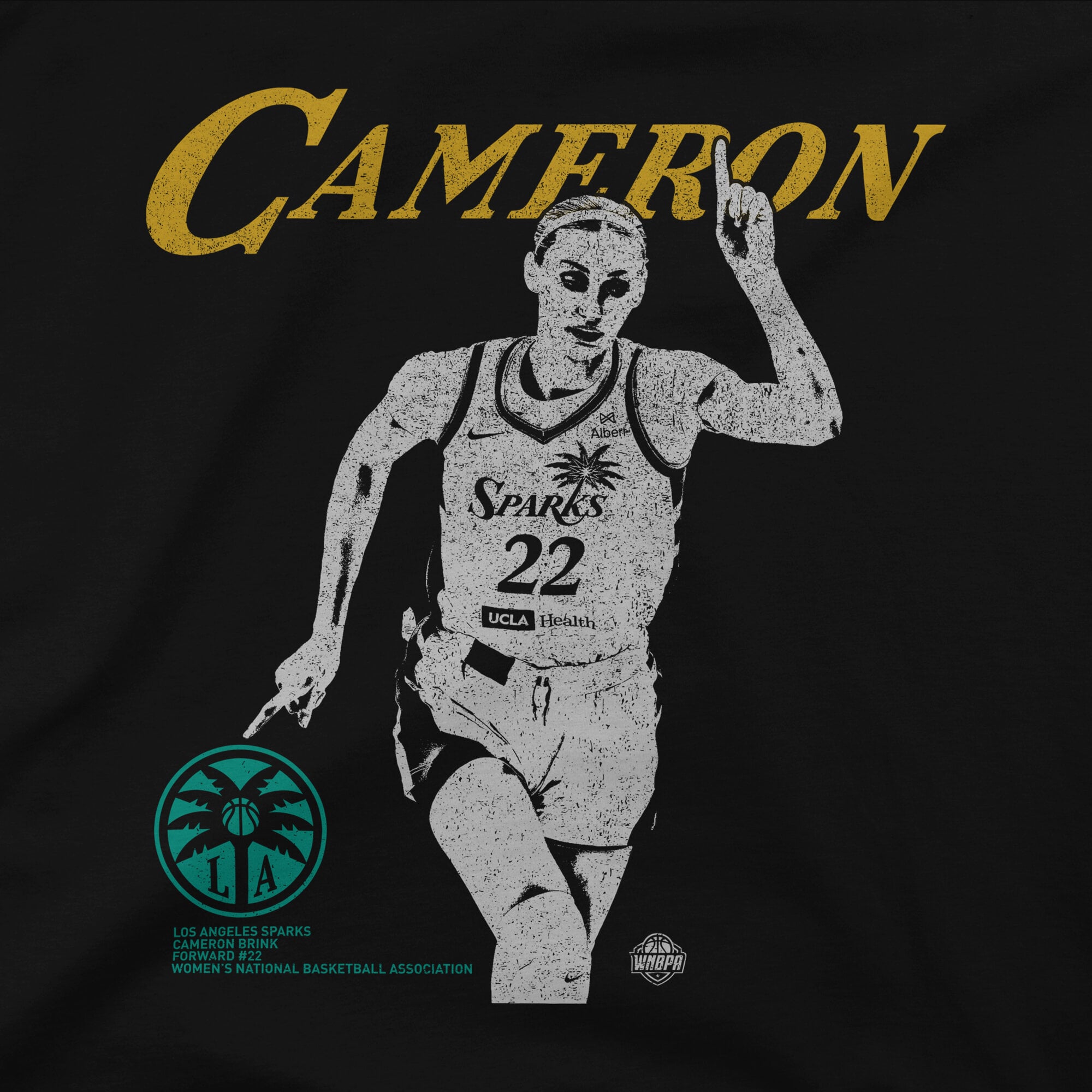 Unisex Stadium Essentials Cameron Brink Black Los Angeles Sparks Two-Step Urban T-Shirt