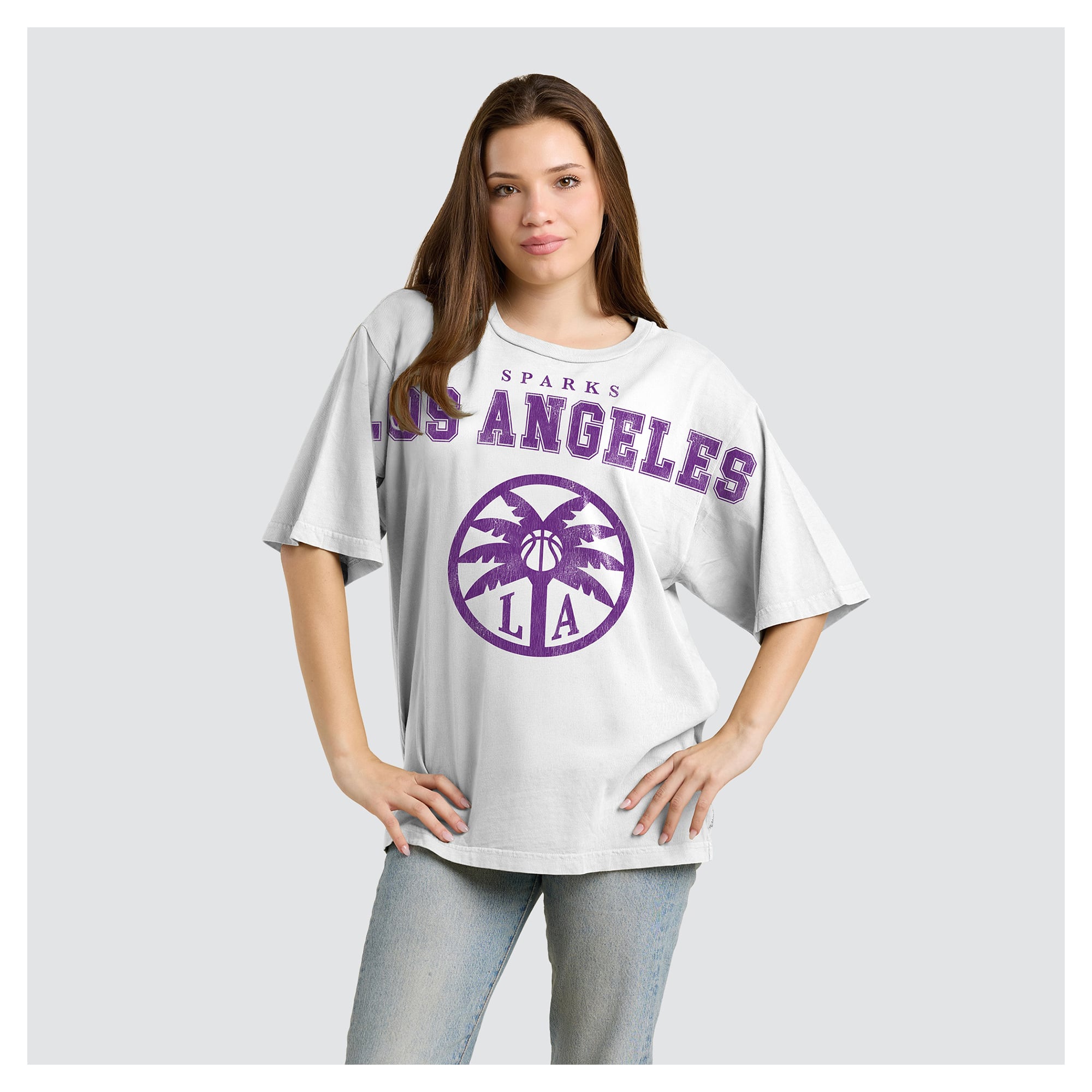 Women's Fanatics White Los Angeles Sparks Spirit Relaxed Jersey T-Shirt
