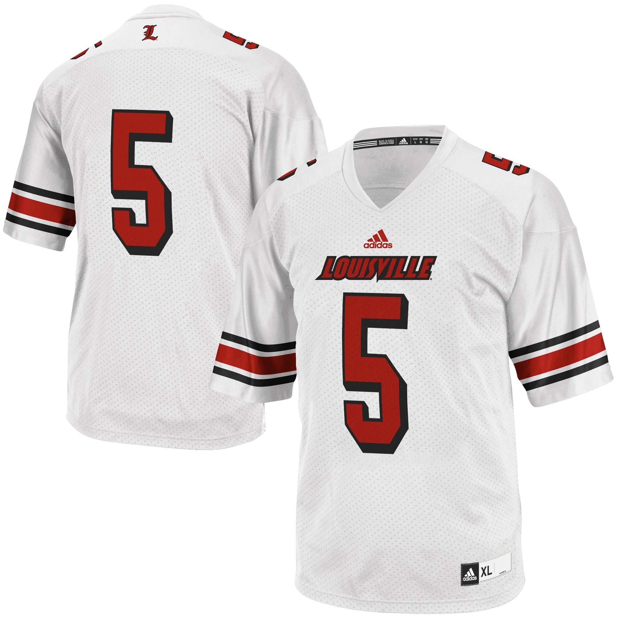 adidas Louisville Cardinals #5 Youth Replica Football Jersey - White