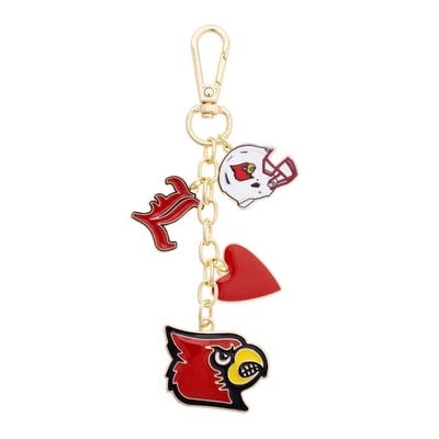 Louisville Cardinals CANVAS Style Heart Cluster Bag Charm