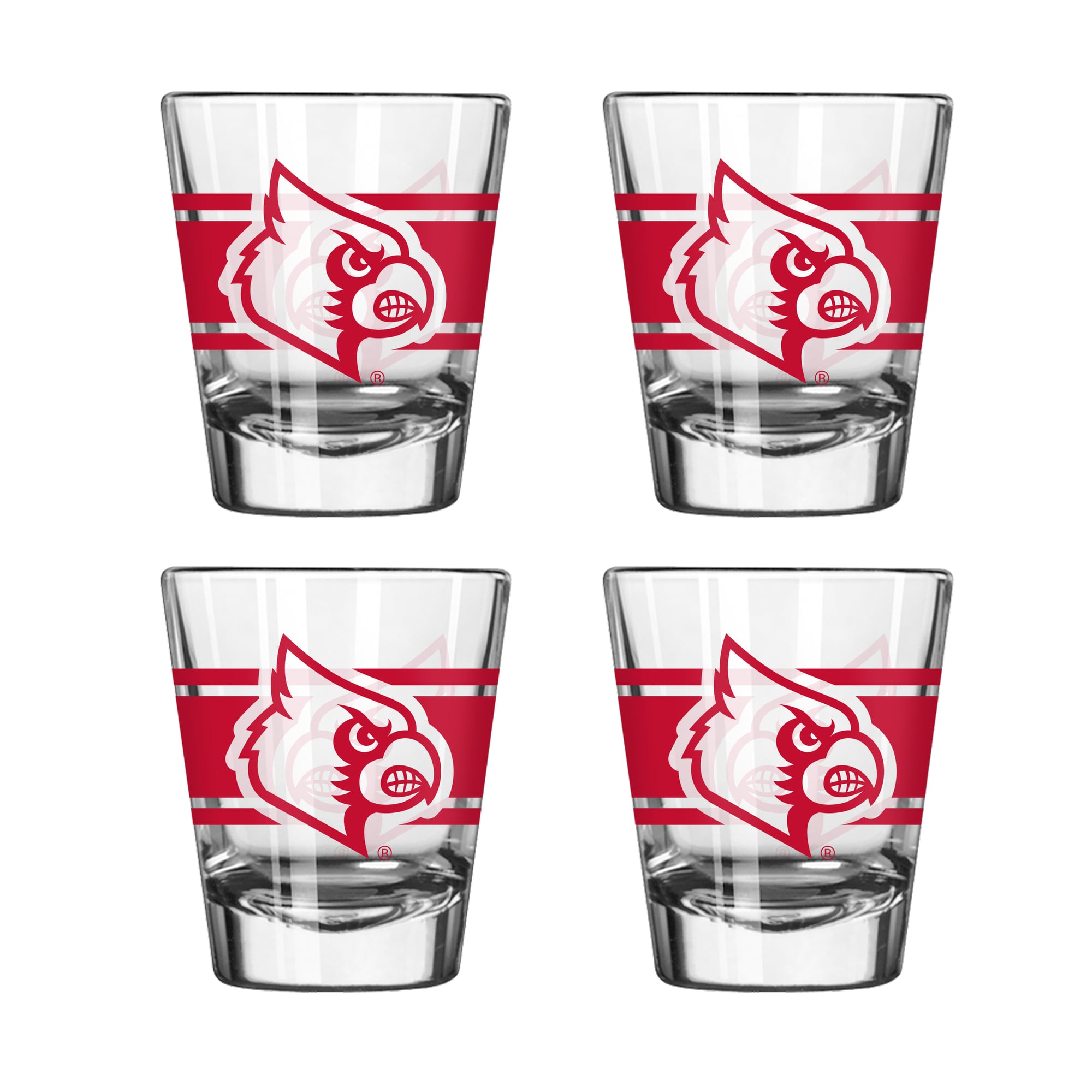 Ensemble de quatre verres à shot rayés Logo Brands Louisville Cardinals