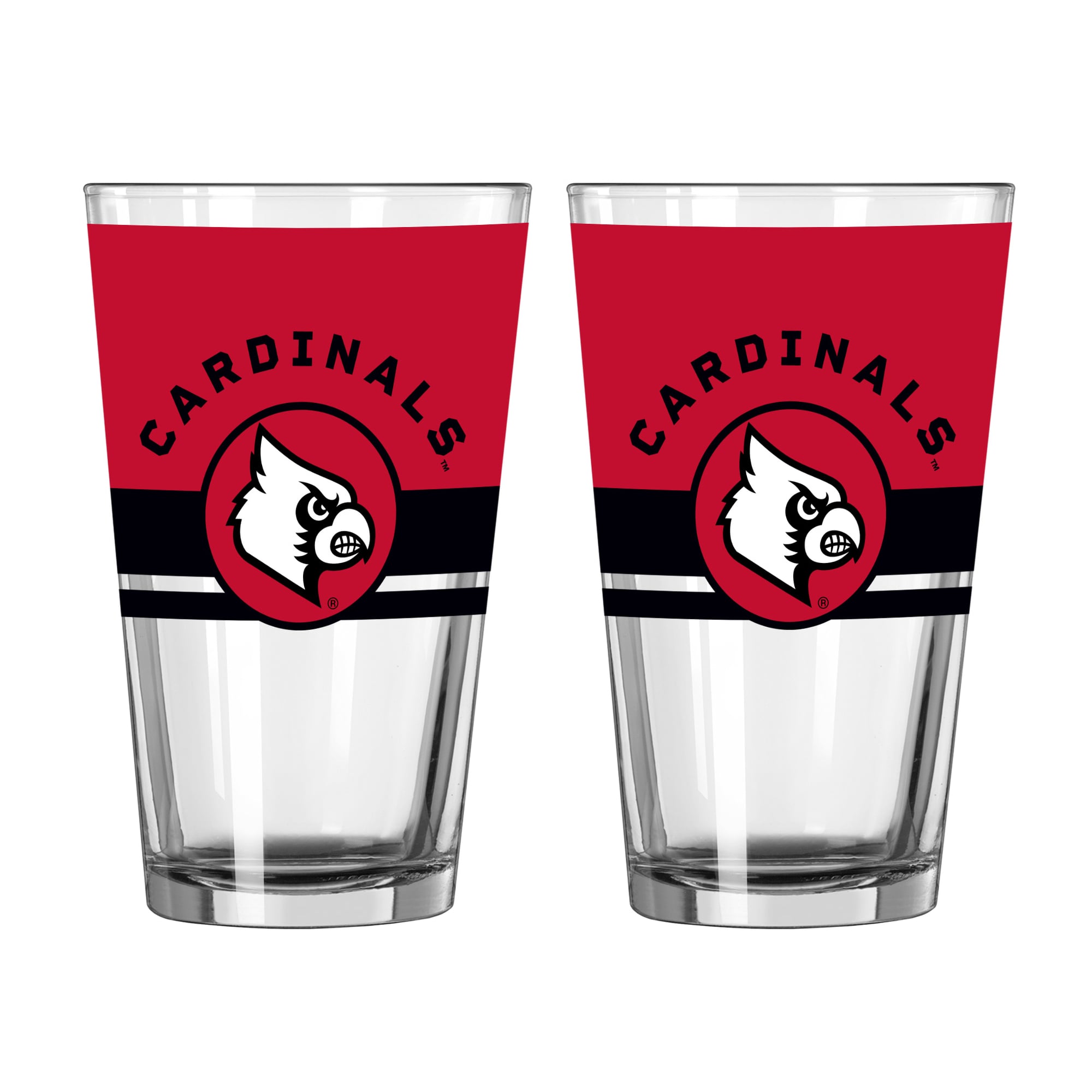 Ensemble de deux verres à bière Horizon de 473 ml (16 oz) Logo Brands Louisville Cardinals