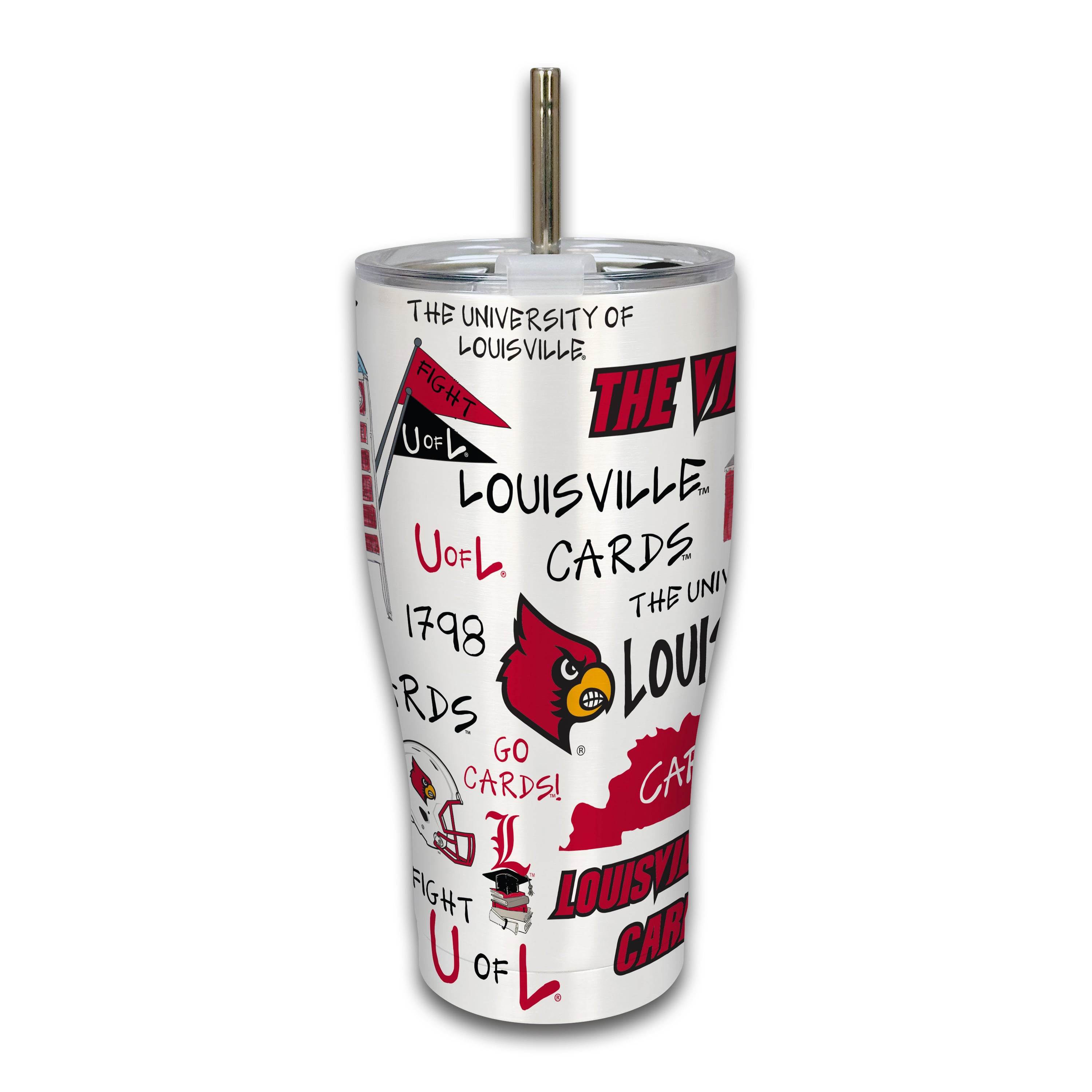 Gobelet isotherme en métal Louisville Cardinals de 887 ml (30 oz) avec icône