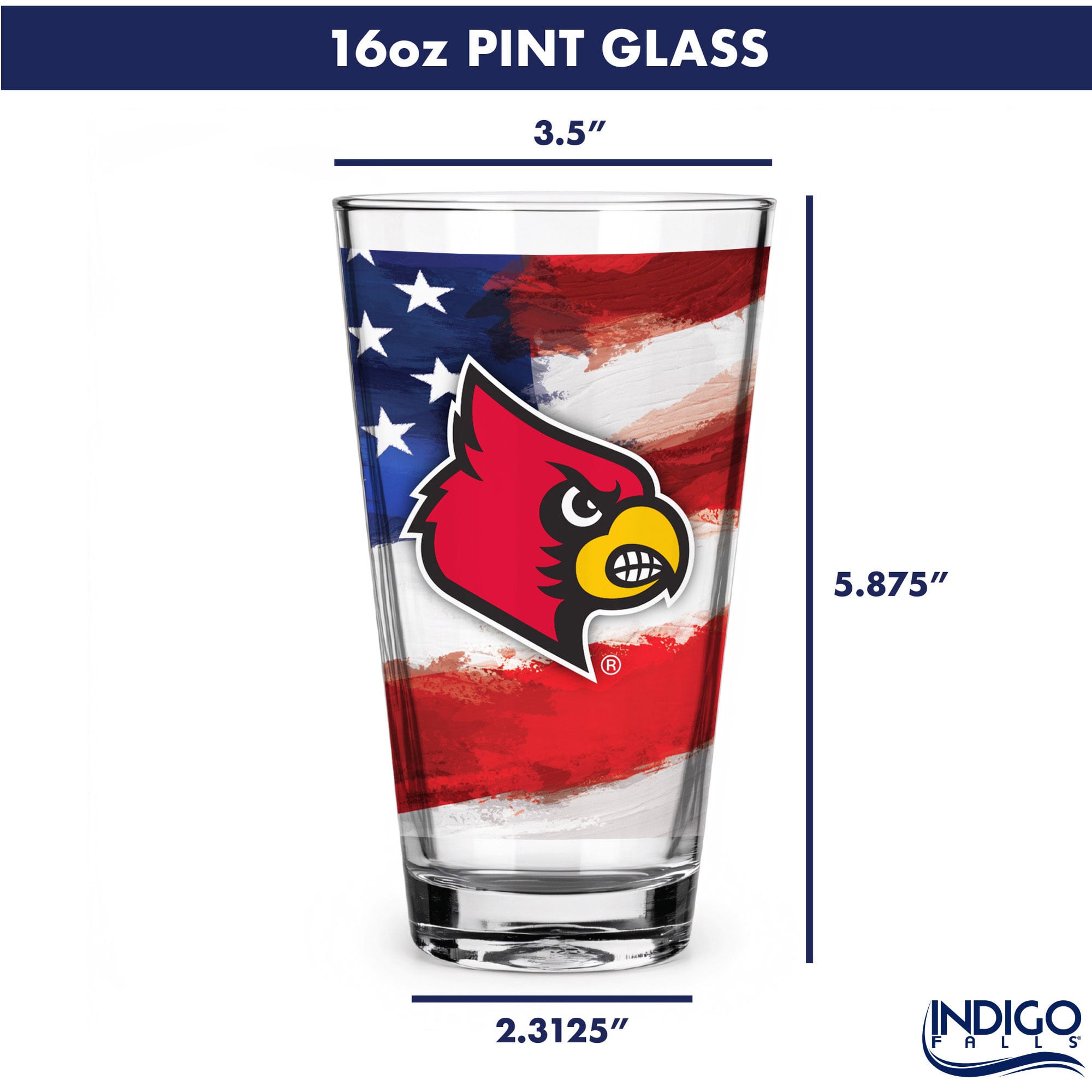 Lot de deux verres à bière Louisville Cardinals de style américain de 473 ml (16 oz).